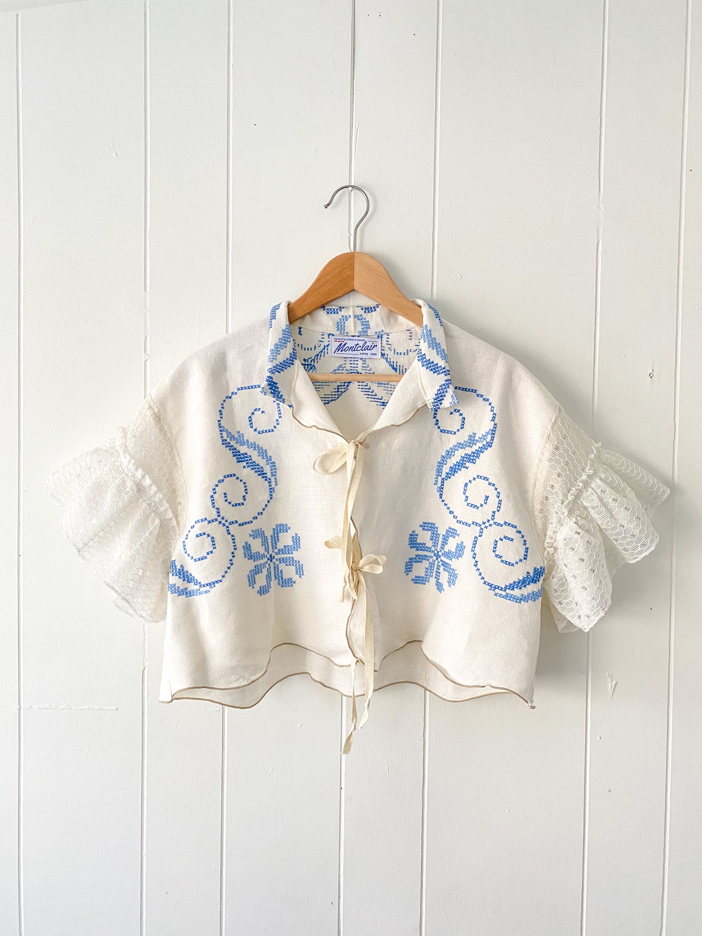 Upcycled Tie Front Blouse