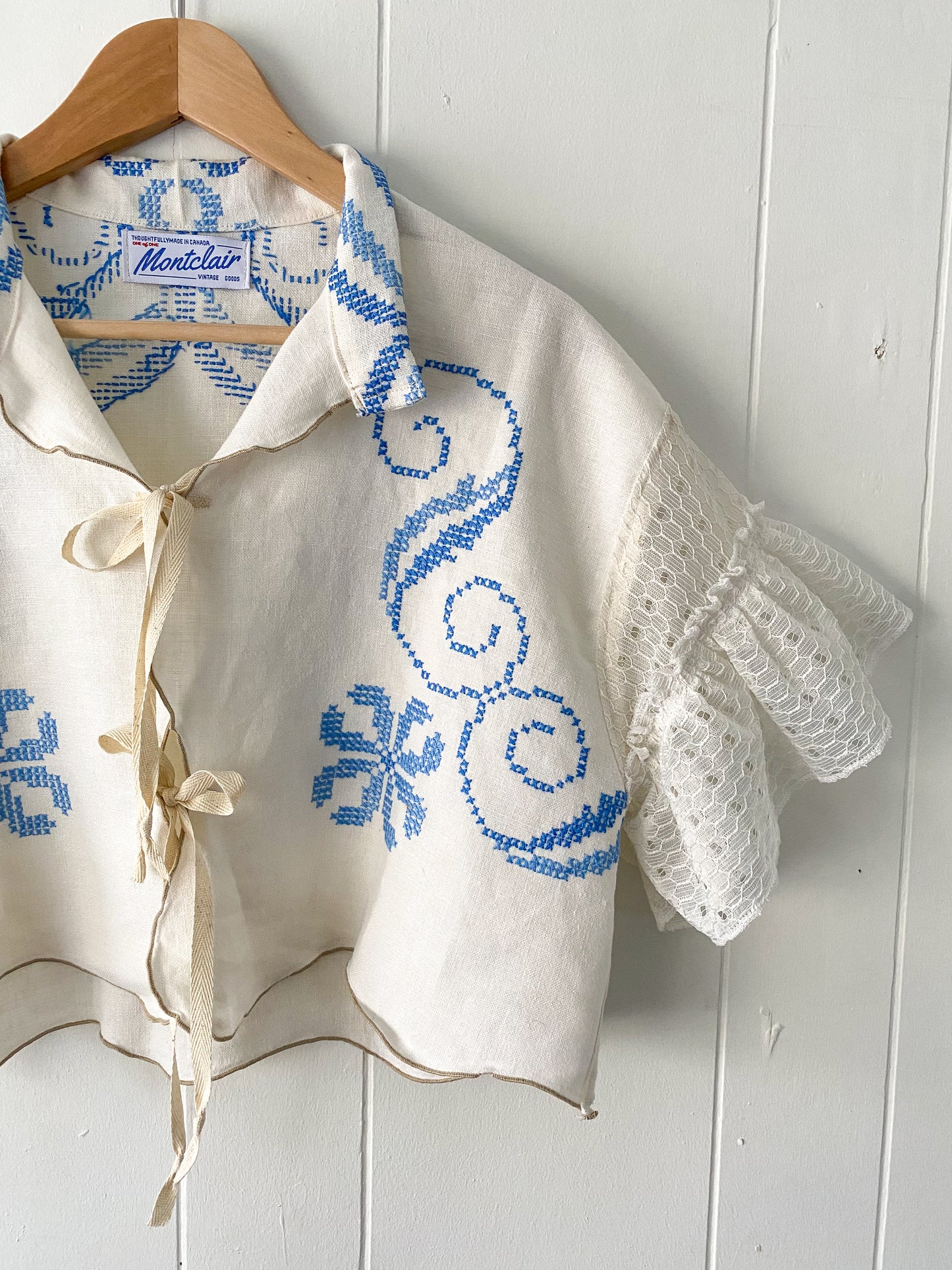 Upcycled Tie Front Blouse