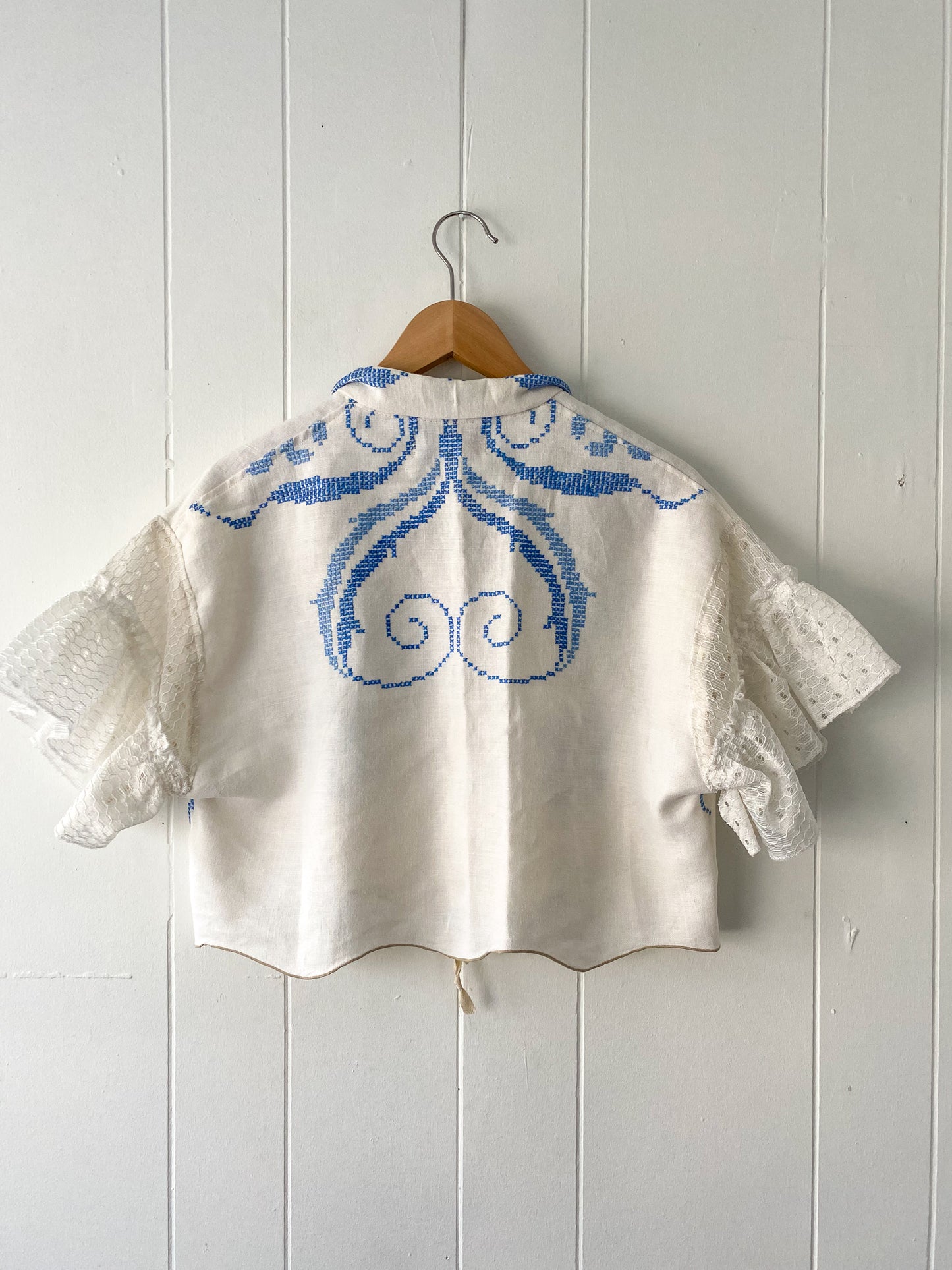 Upcycled Tie Front Blouse