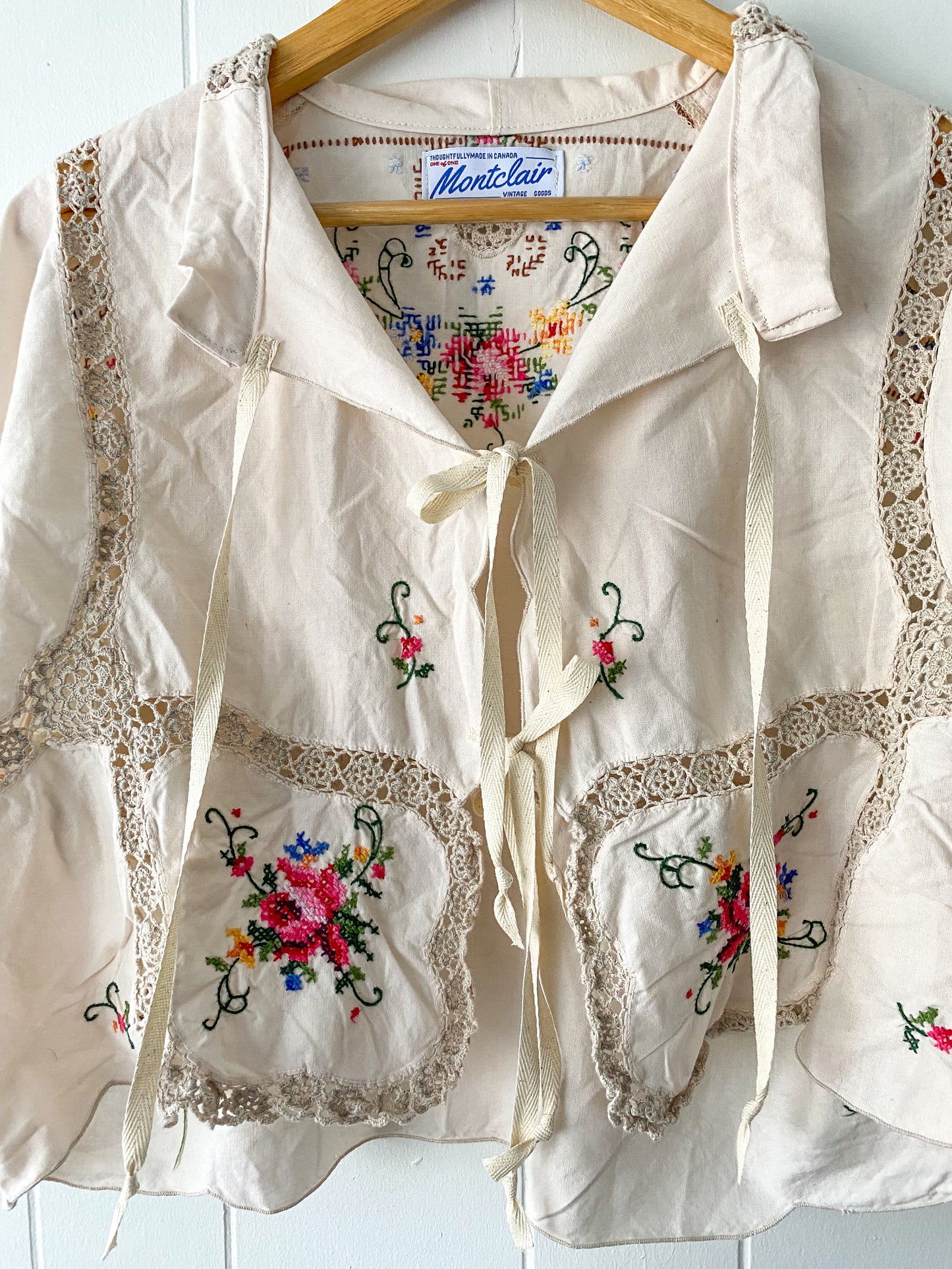 Upcycled Tie Front Blouse