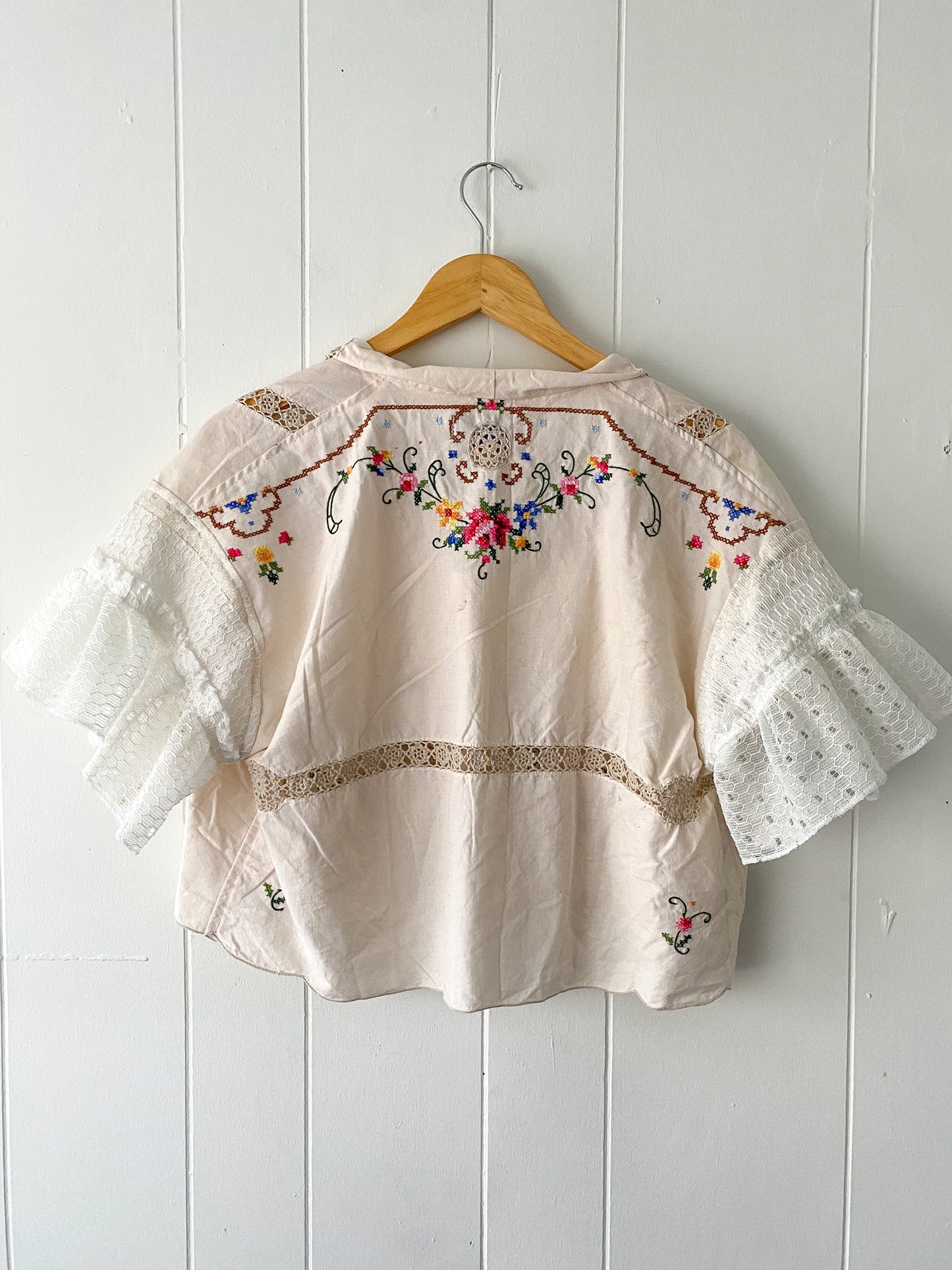Upcycled Tie Front Blouse