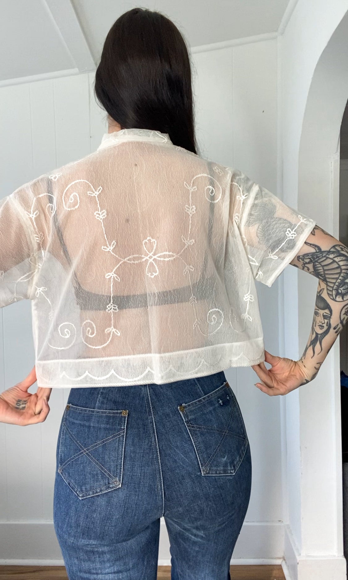 Upcycled Tie Front Blouse