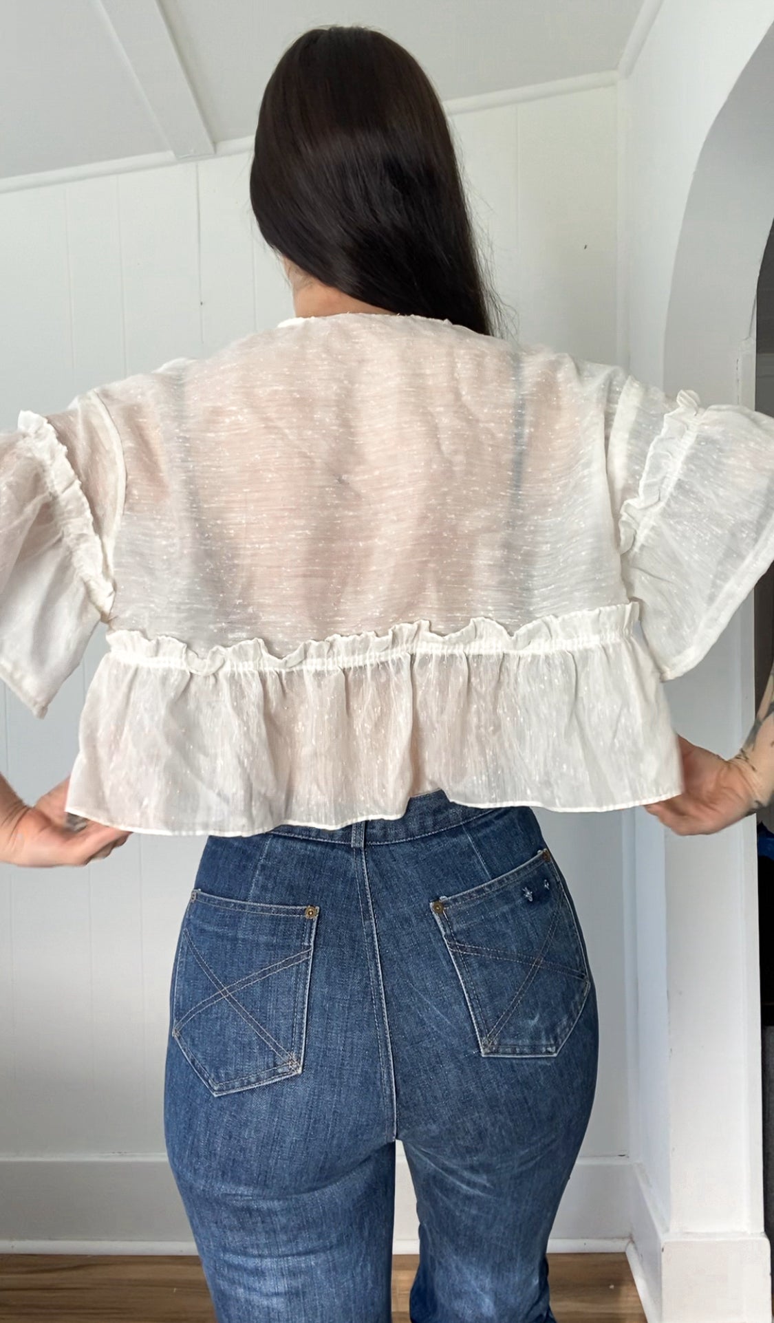 Upcycled Tie Front Blouse