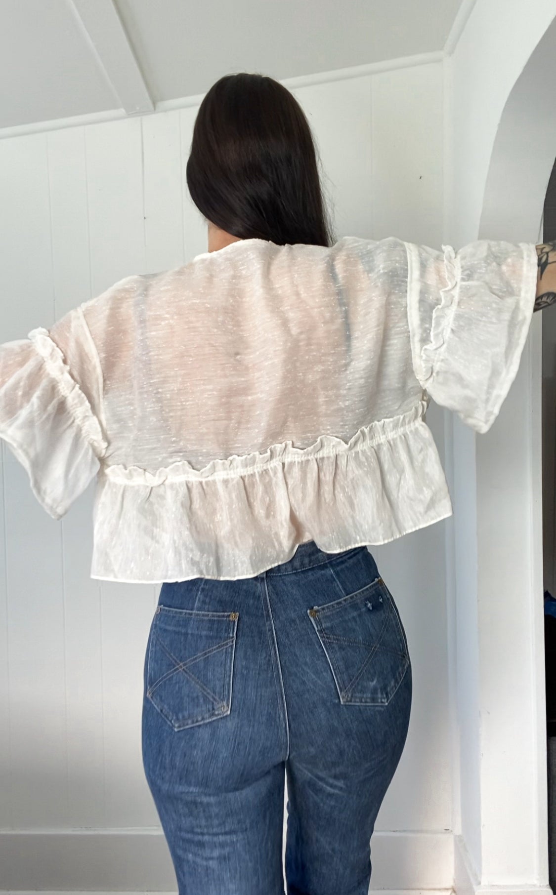 Upcycled Tie Front Blouse