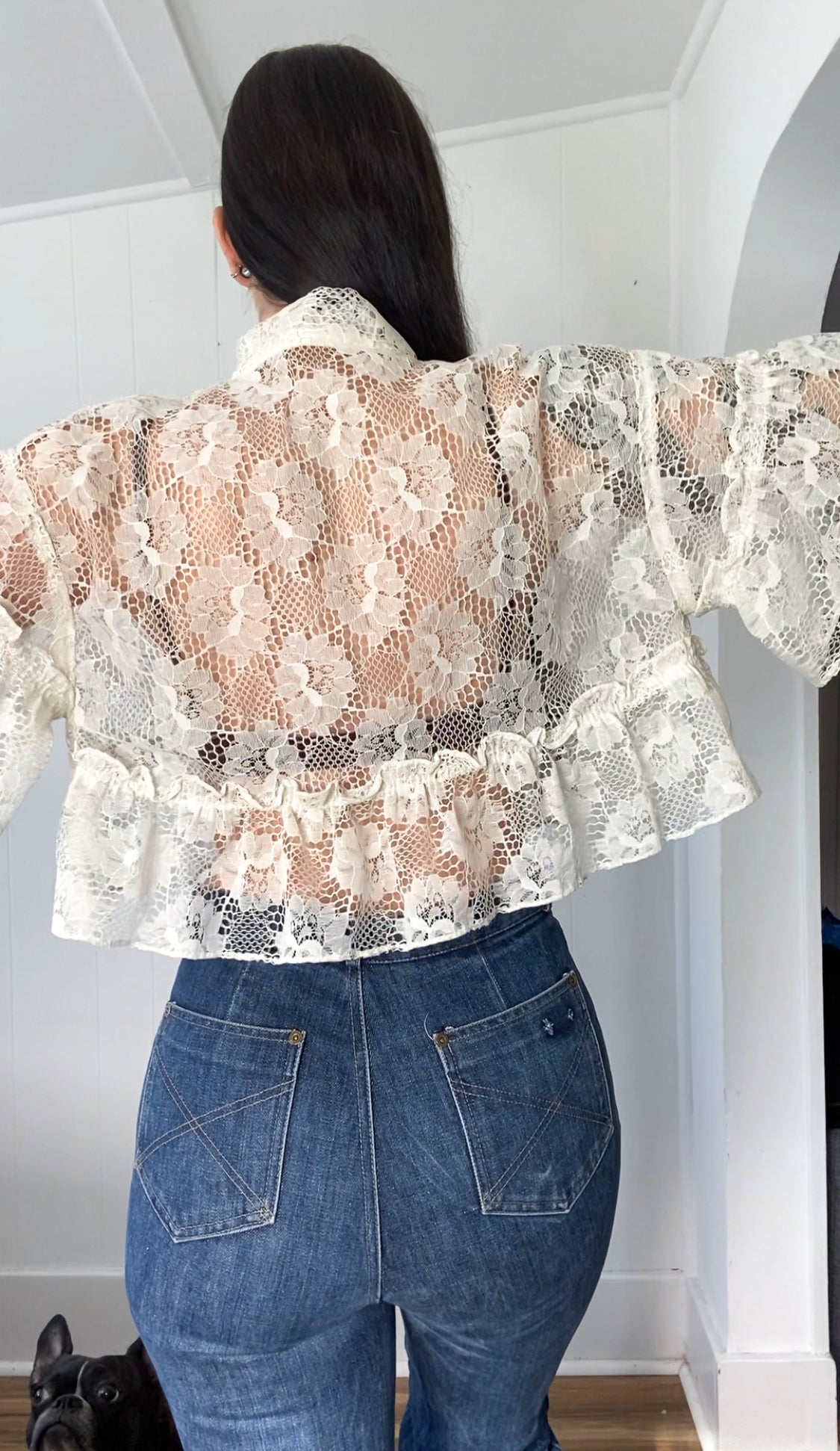 Upcycled Tie Front Blouse