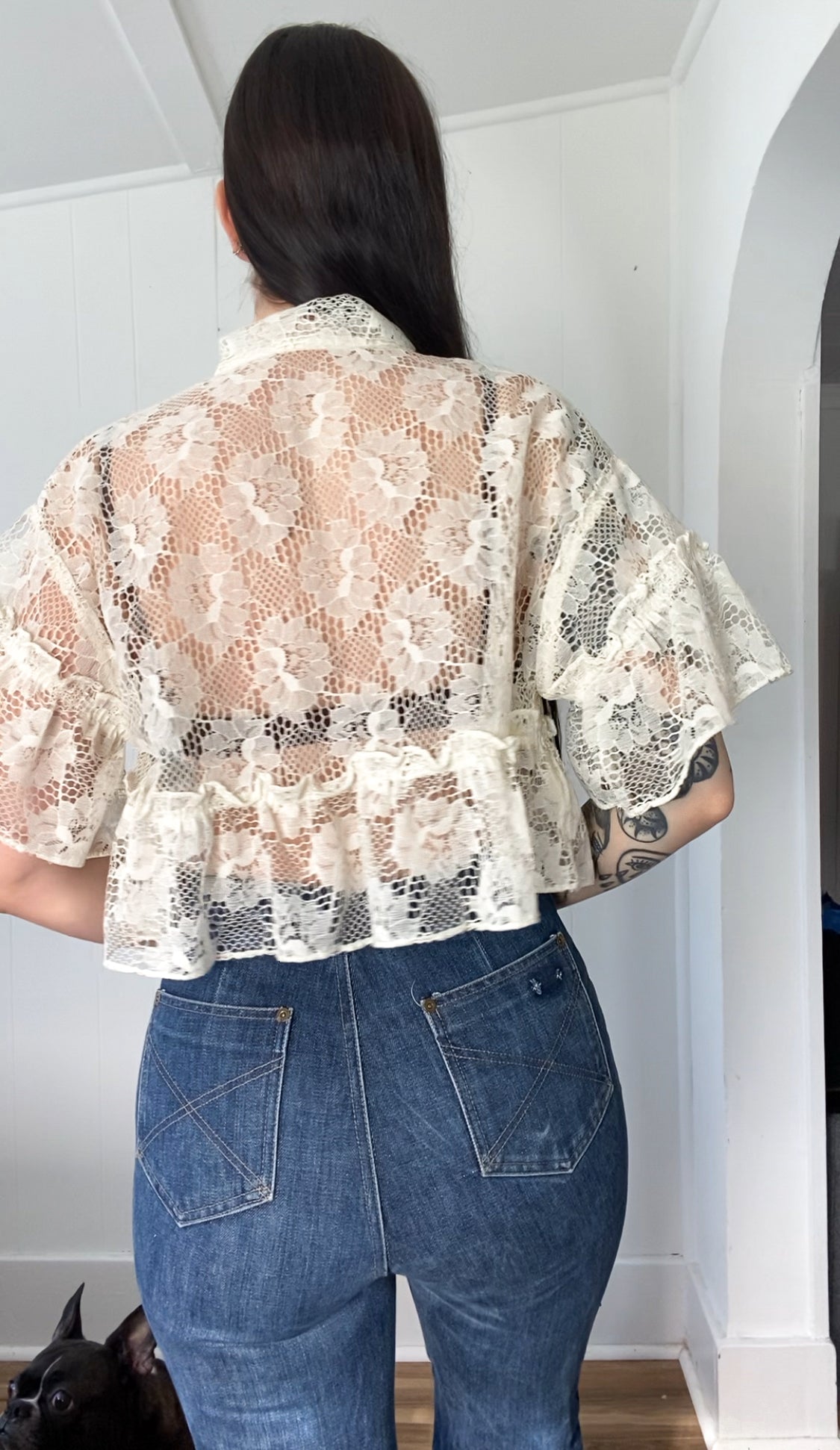 Upcycled Tie Front Blouse