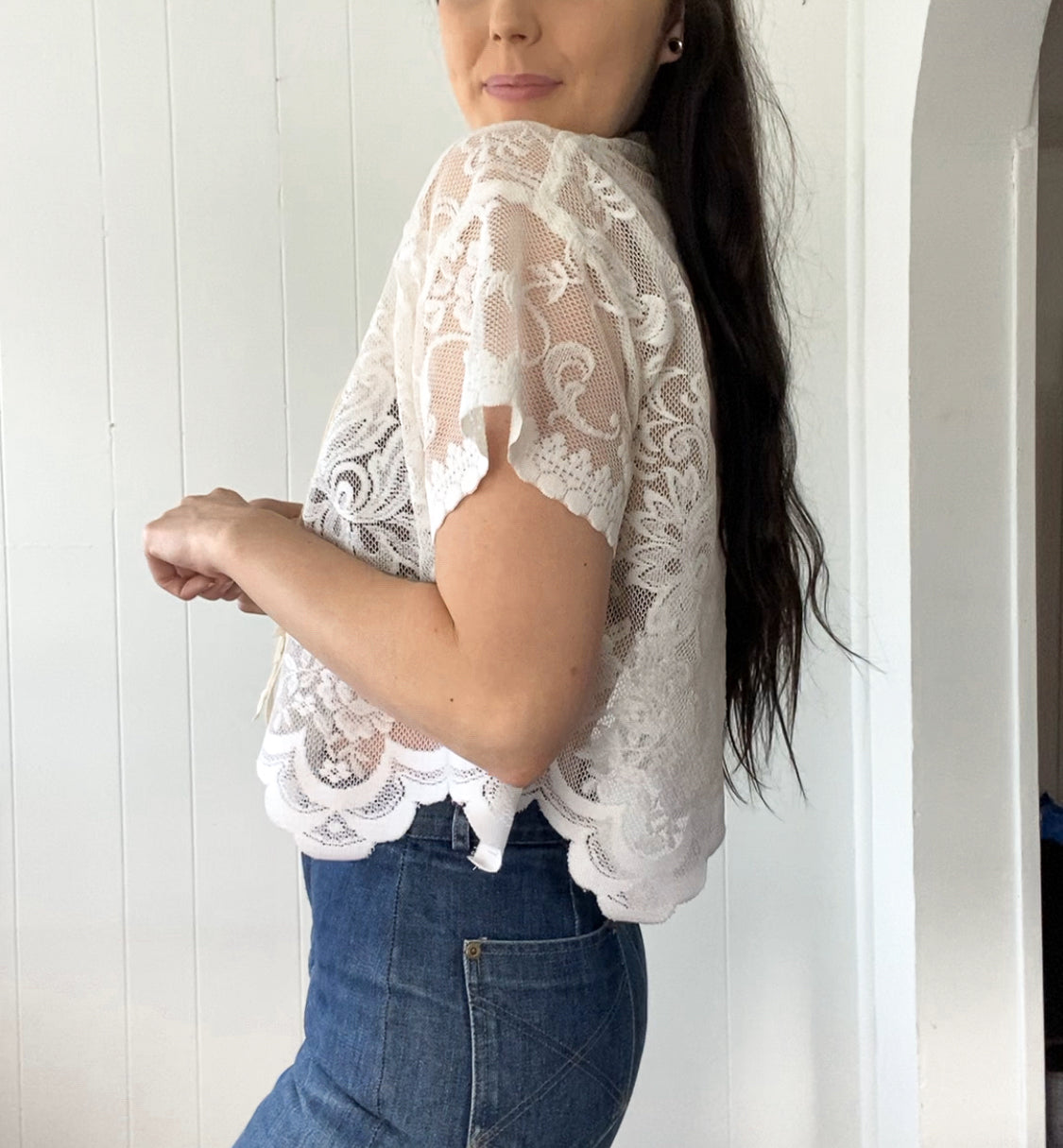 Upcycled Tie Front Blouse
