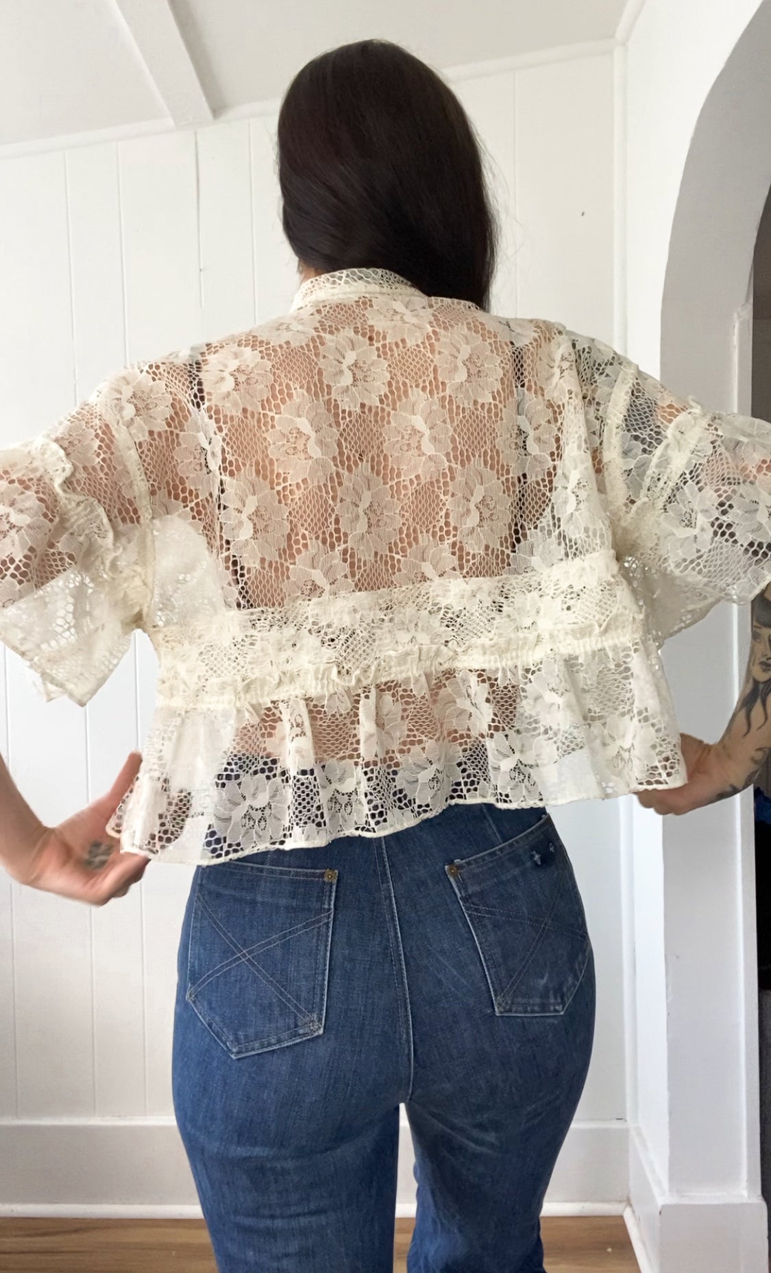 Upcycled Tie Front Blouse
