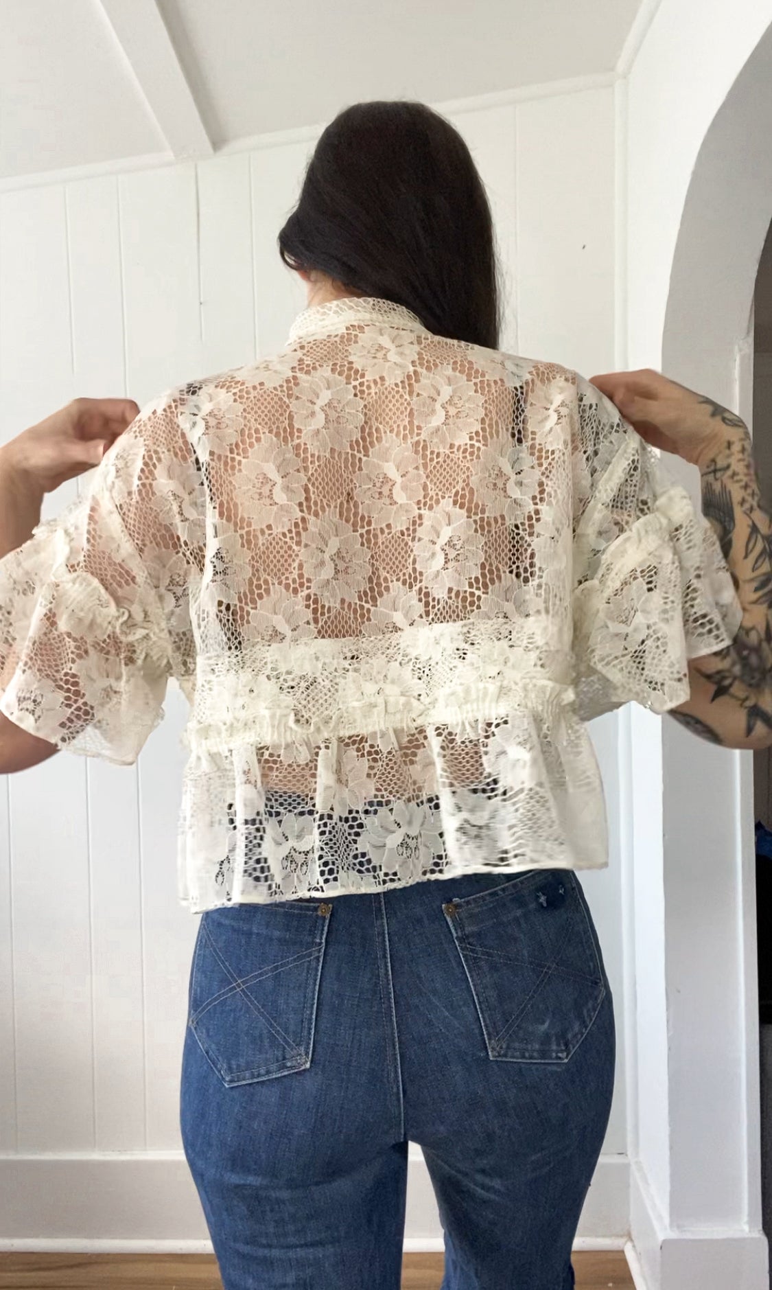 Upcycled Tie Front Blouse