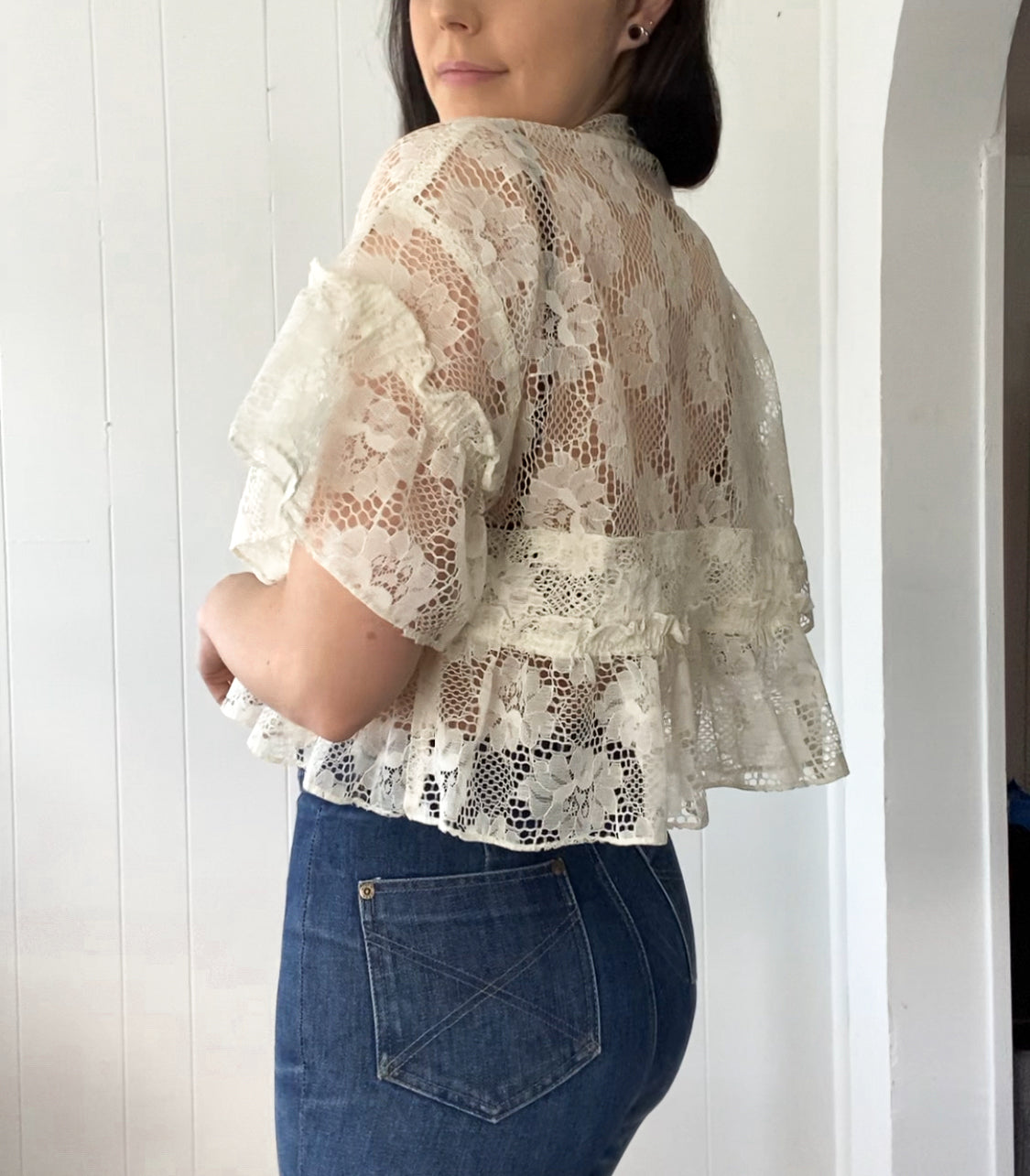 Upcycled Tie Front Blouse
