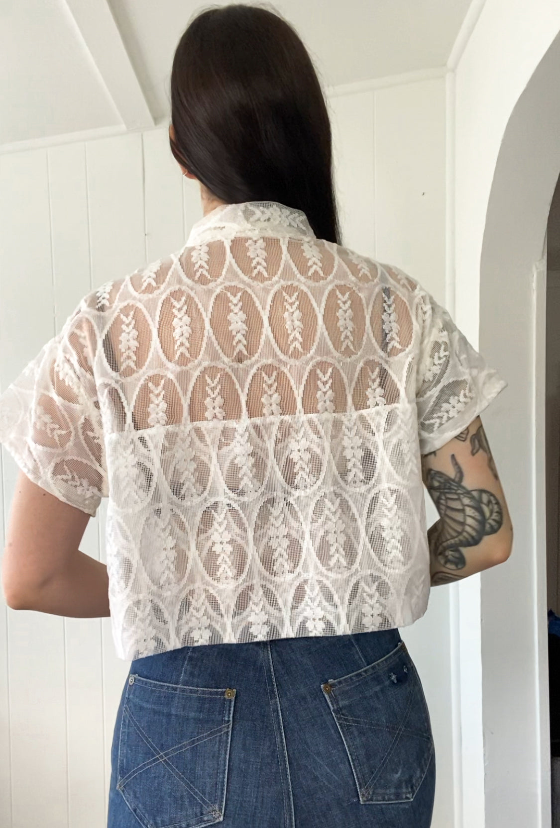 Upcycled Tie Front Blouse