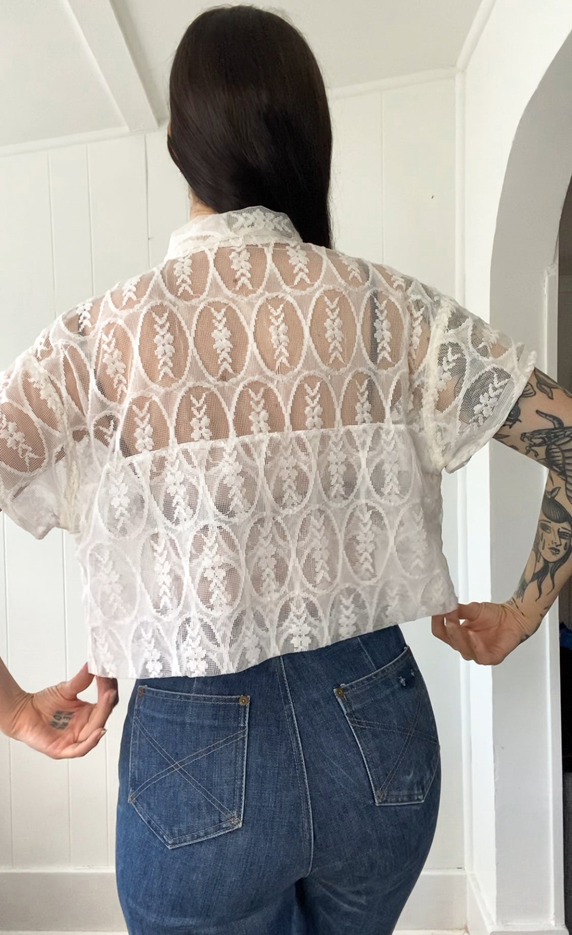 Upcycled Tie Front Blouse