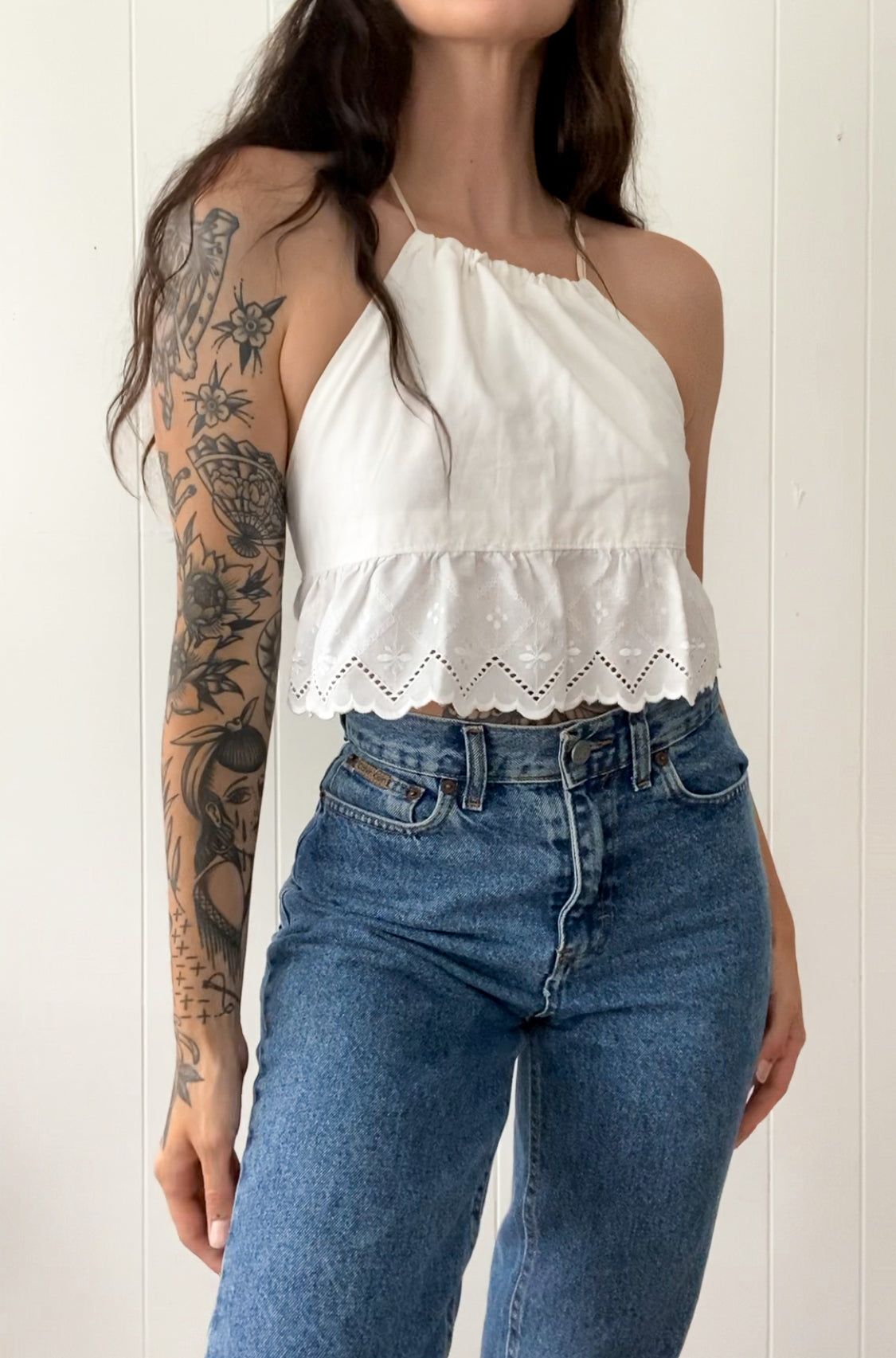 Upcycled Criss-cross Backless Halter