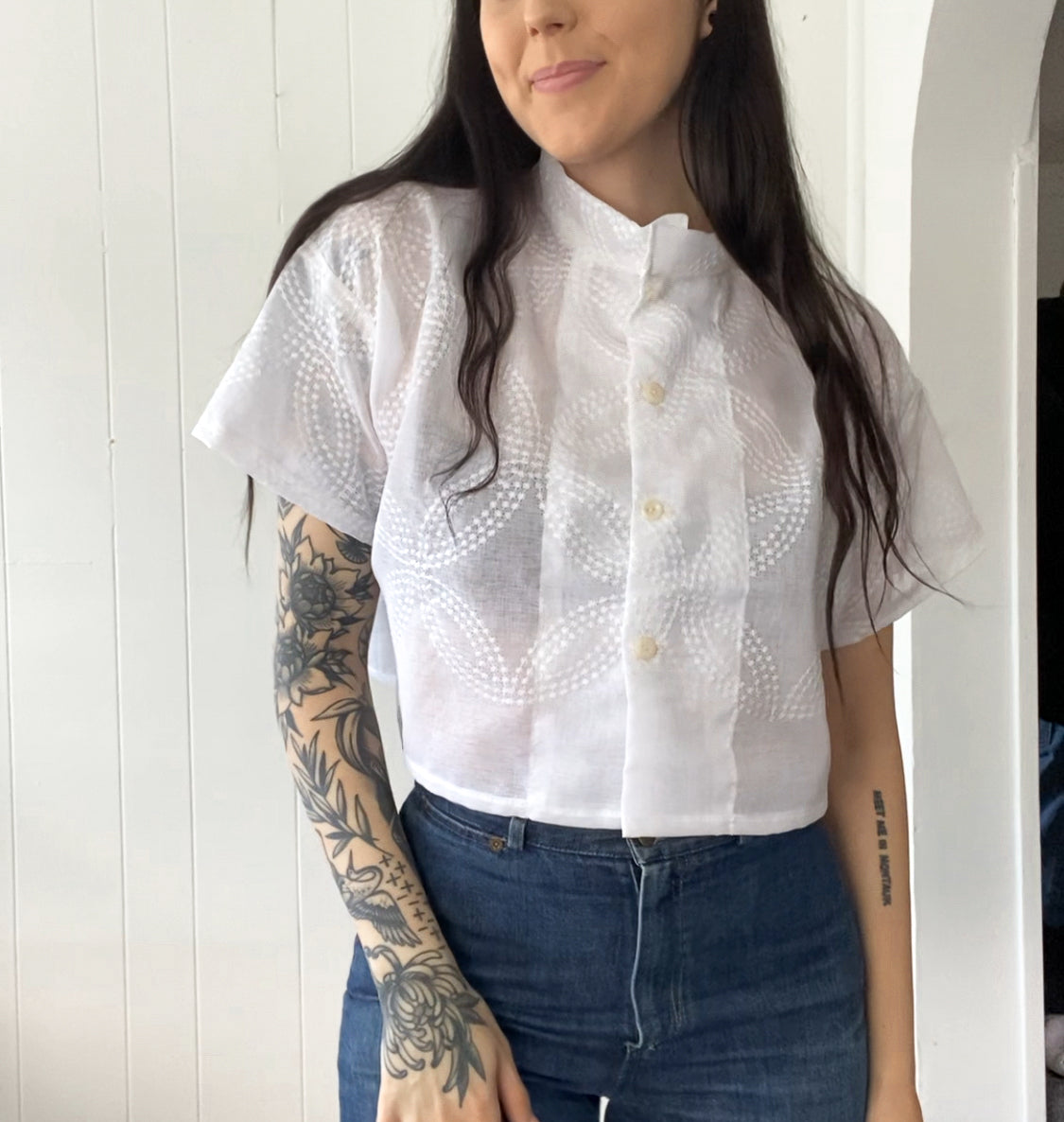 Upcycled Button Up Blouse