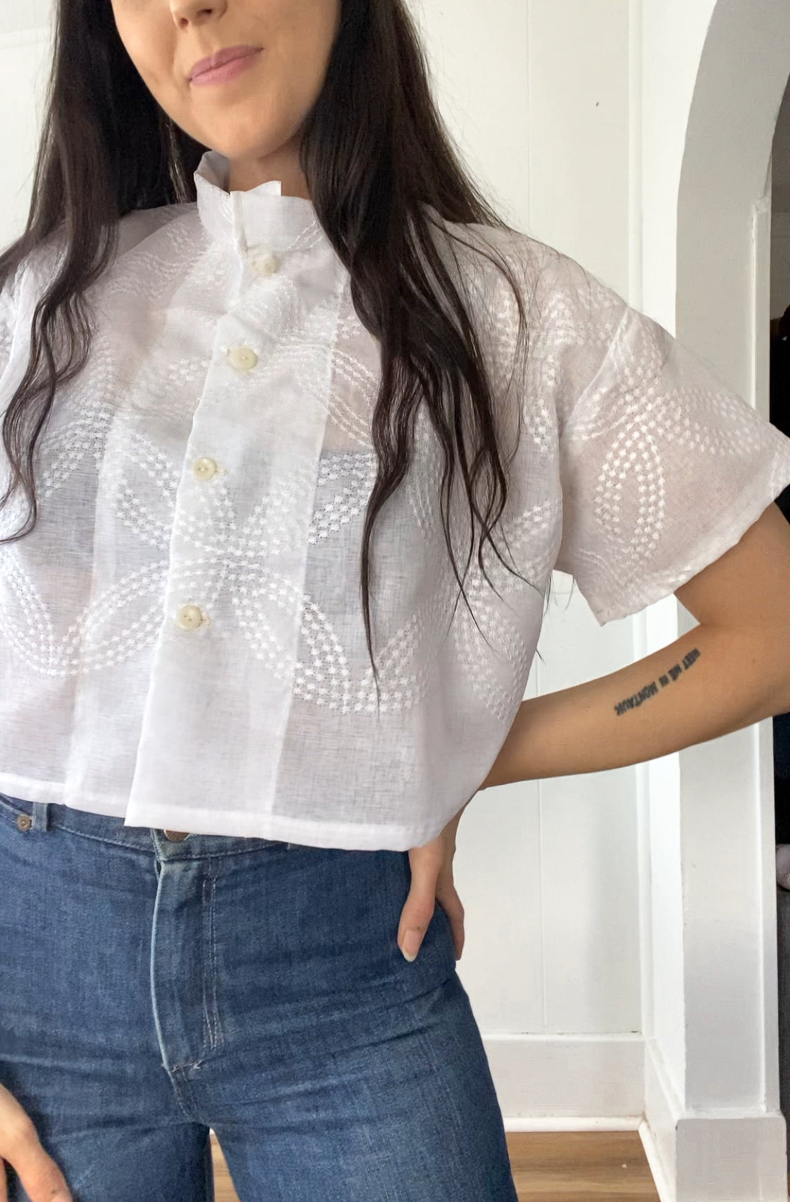 Upcycled Button Up Blouse