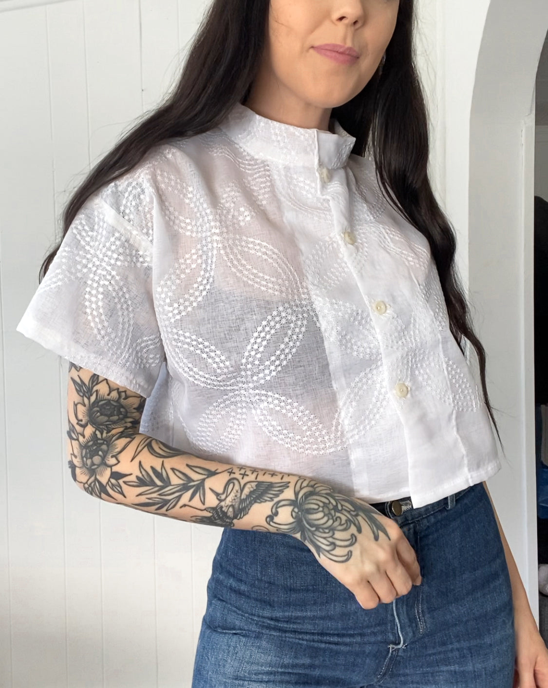 Upcycled Button Up Blouse