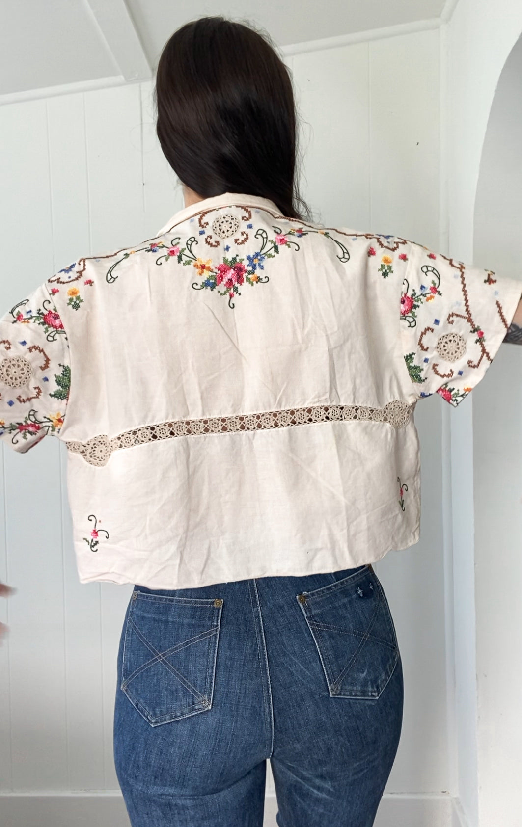 Upcycled Tie Front Blouse