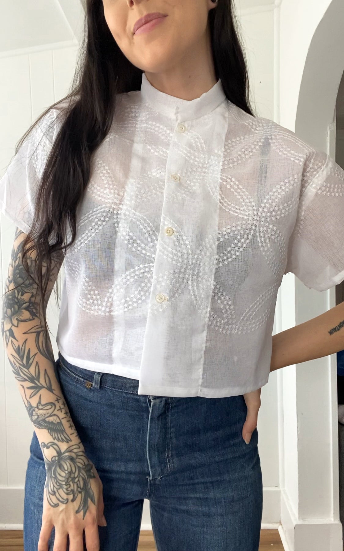 Upcycled Button Up Blouse