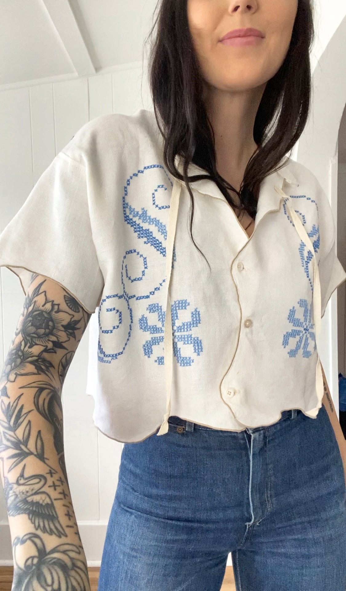Upcycled Button Up Blouse