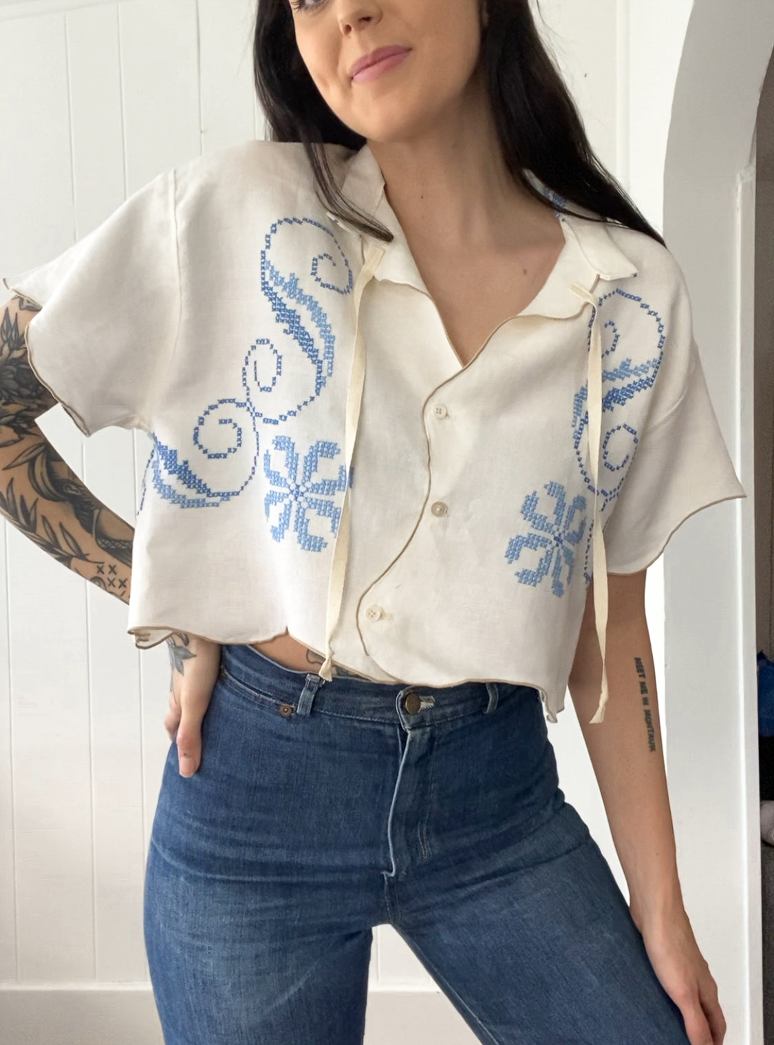 Upcycled Button Up Blouse