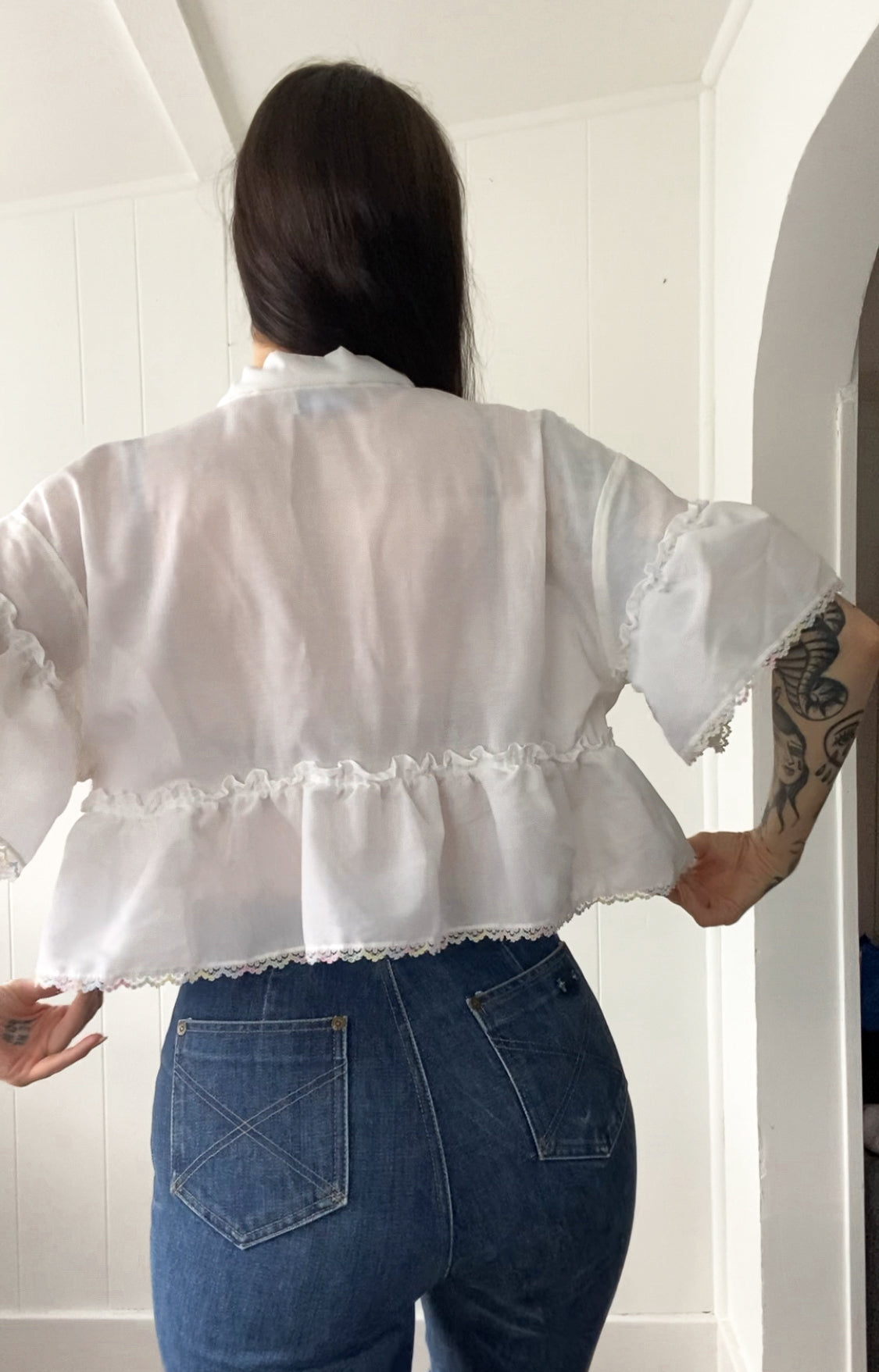 Upcycled Tie Front Blouse