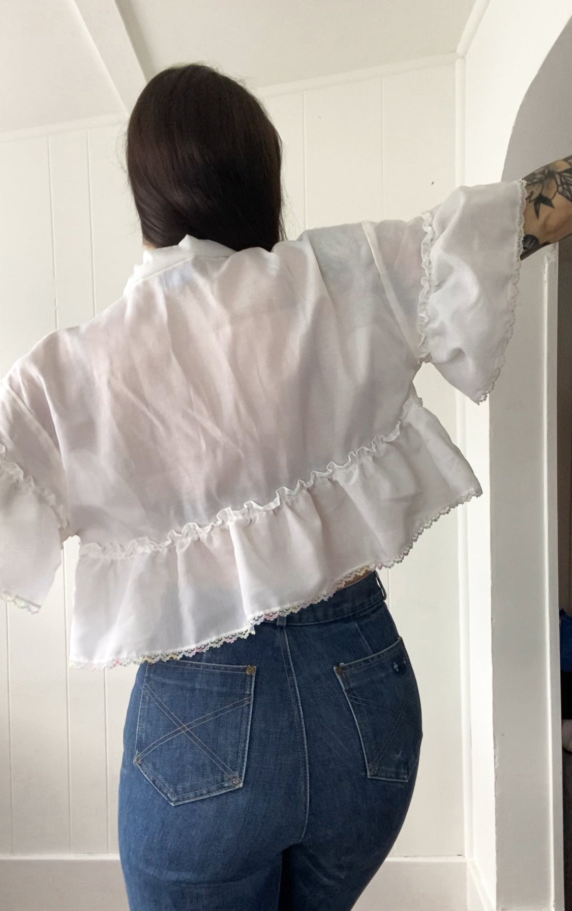Upcycled Tie Front Blouse