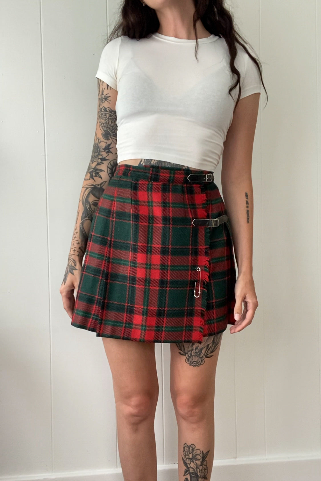 Vintage Plaid Pleated Skirt