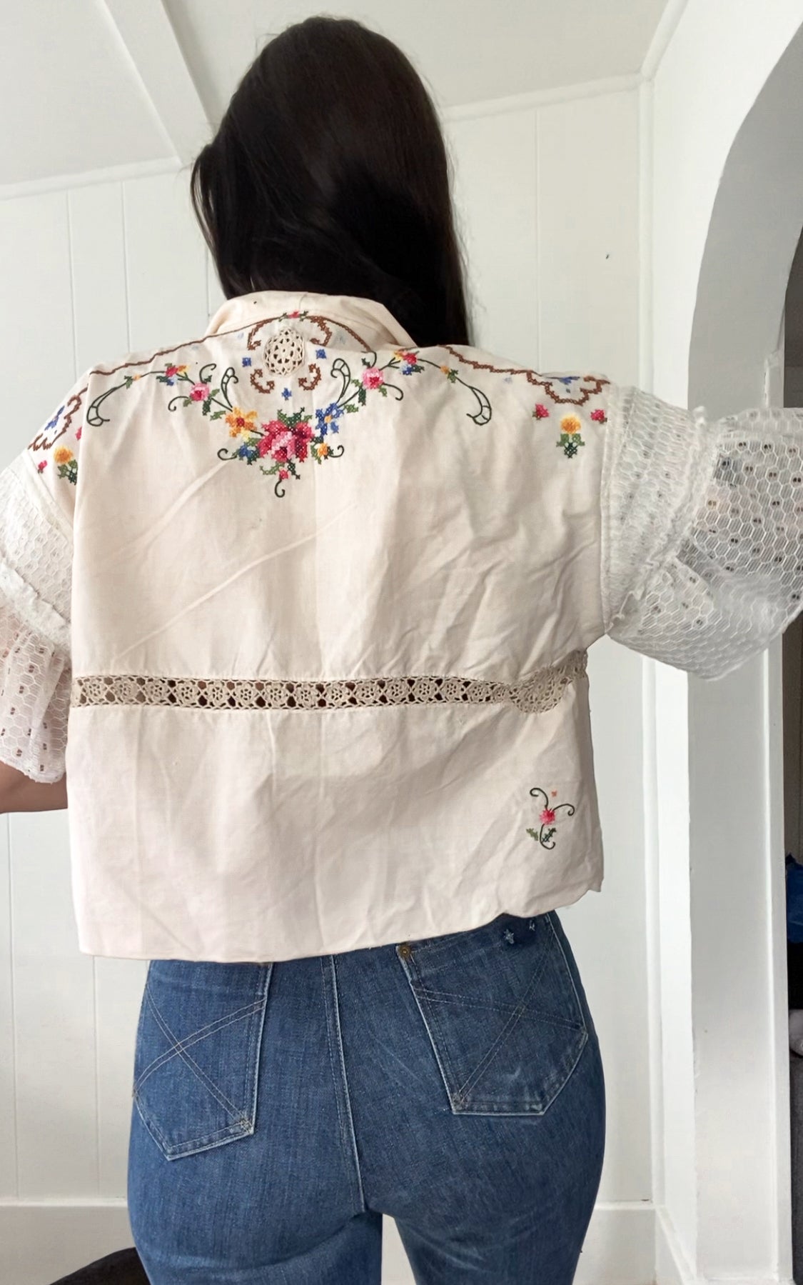 Upcycled Tie Front Blouse