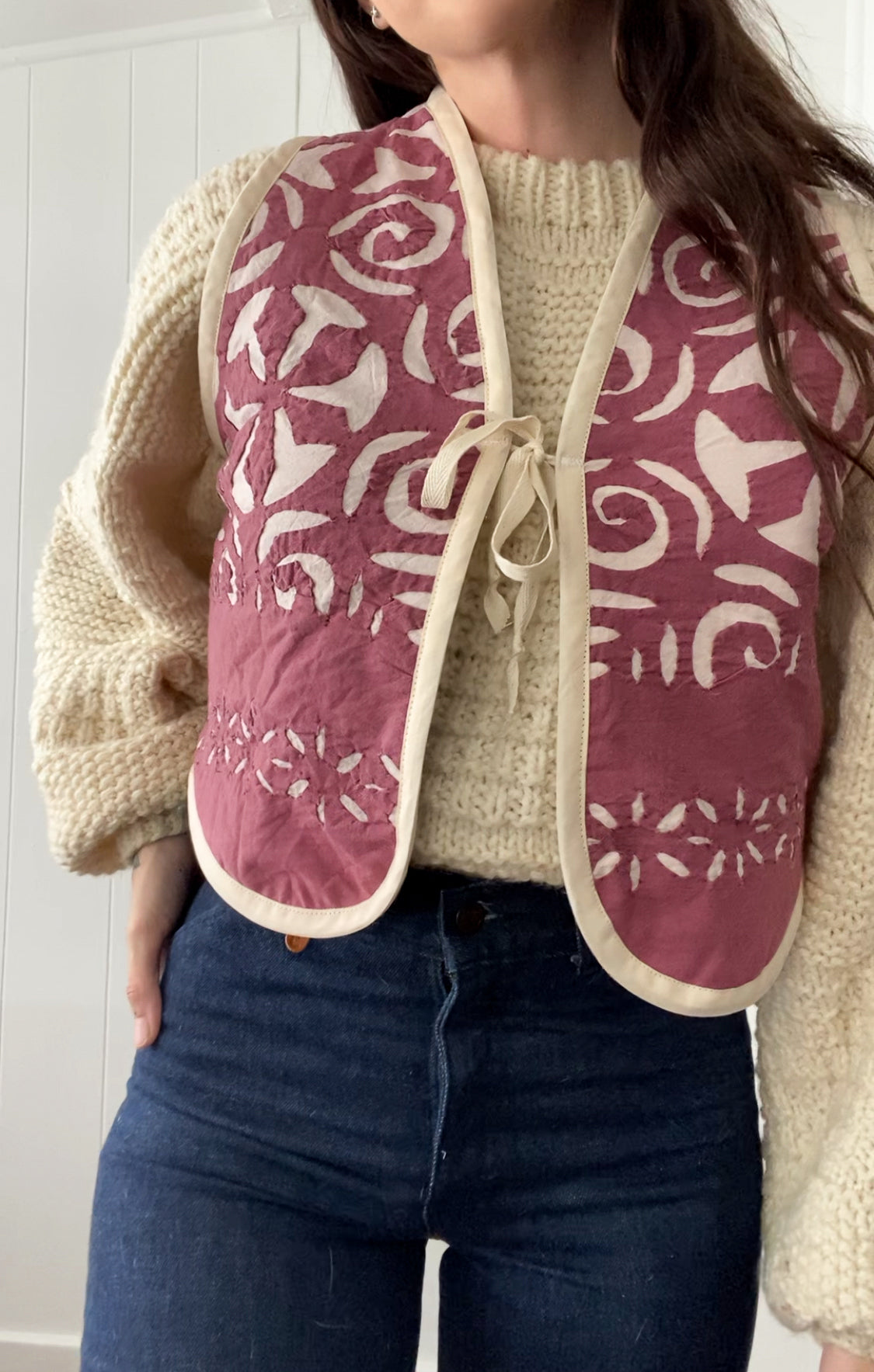 Upcycled Tie-Front Vest