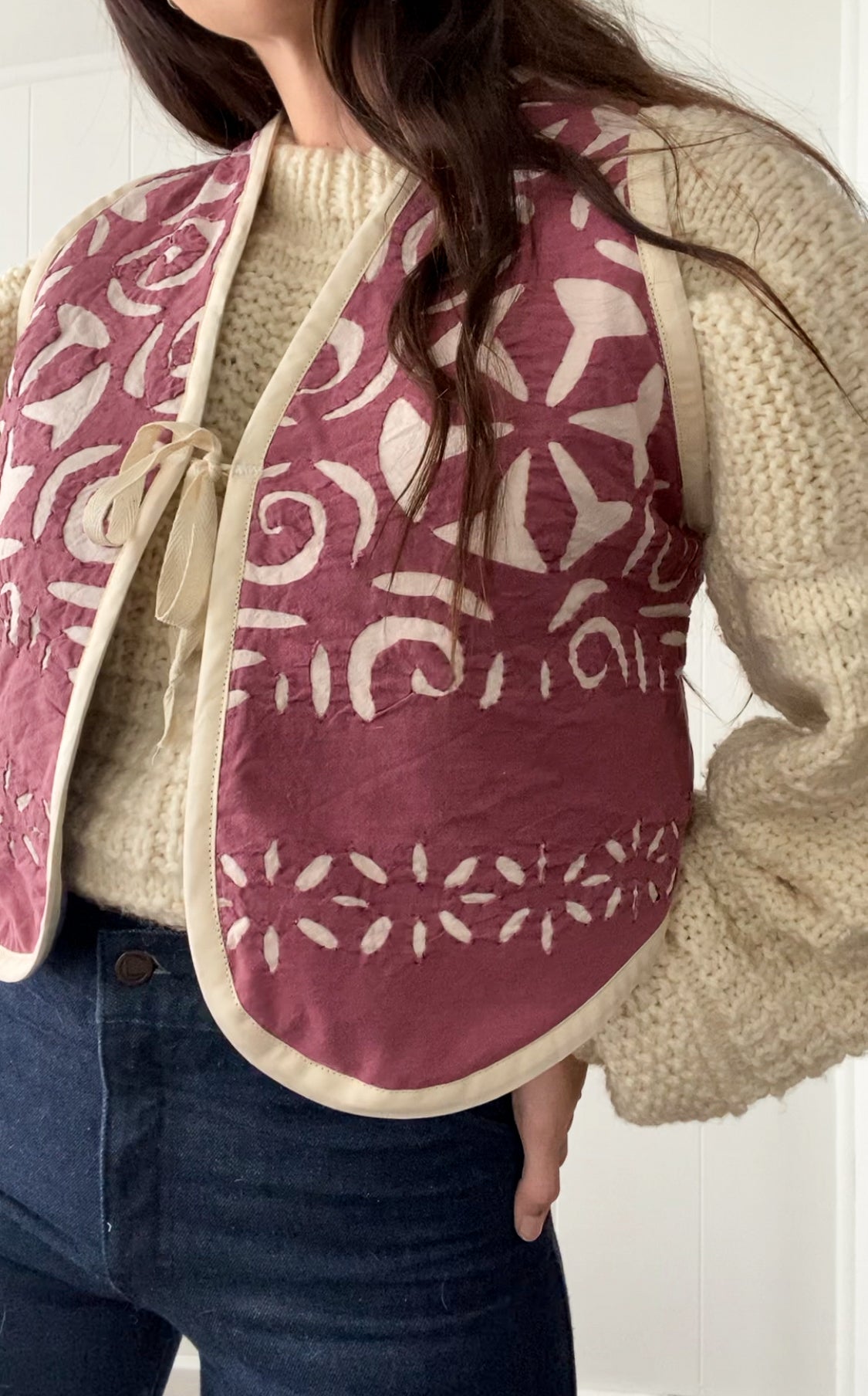 Upcycled Tie-Front Vest