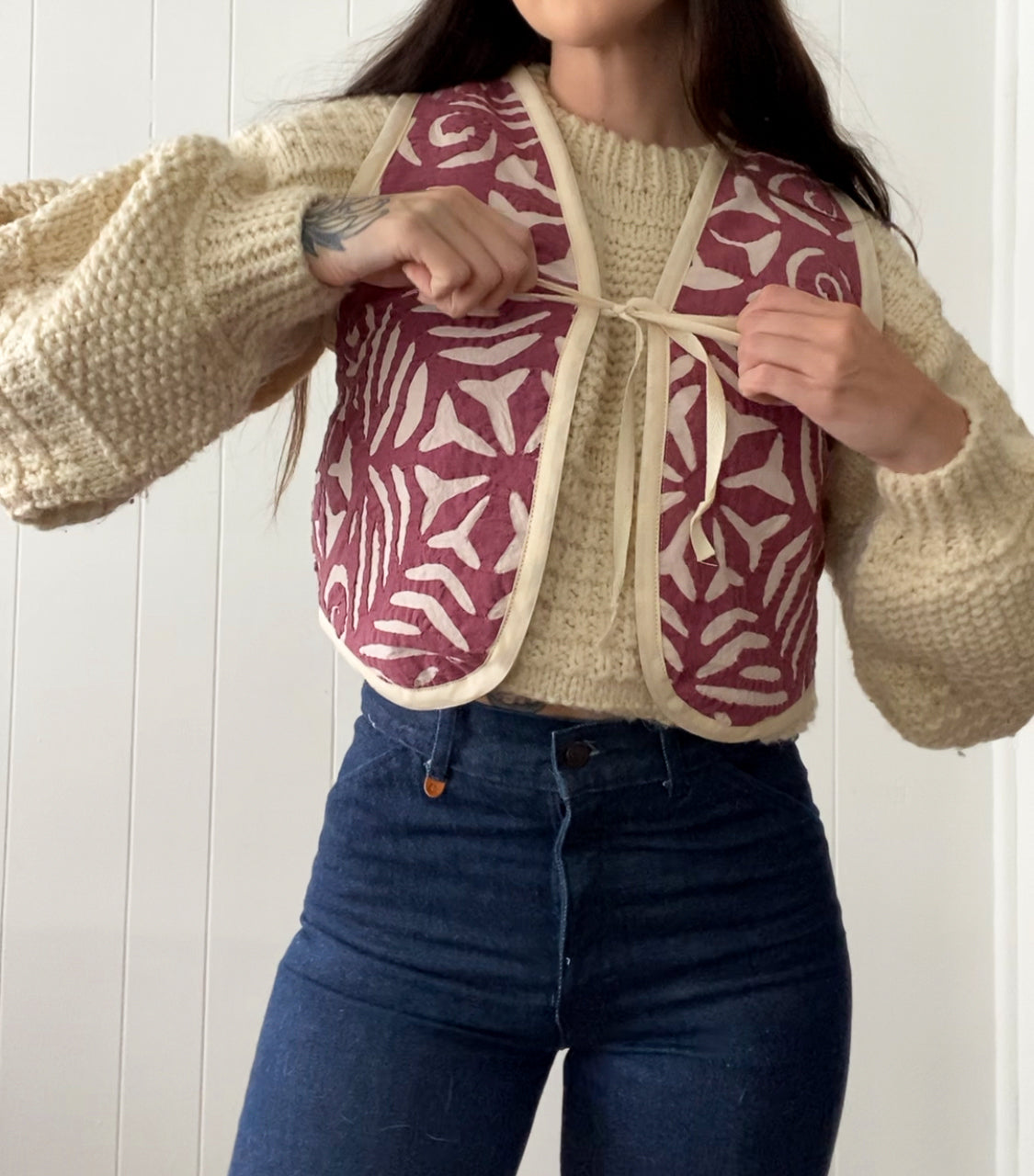 Upcycled Tie-Front Vest