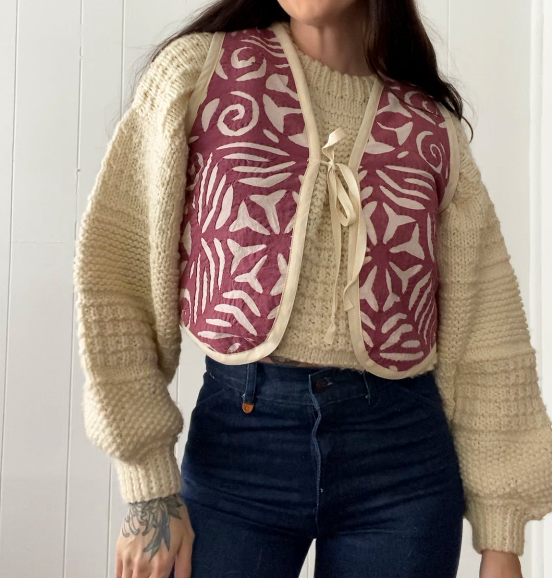 Upcycled Tie-Front Vest