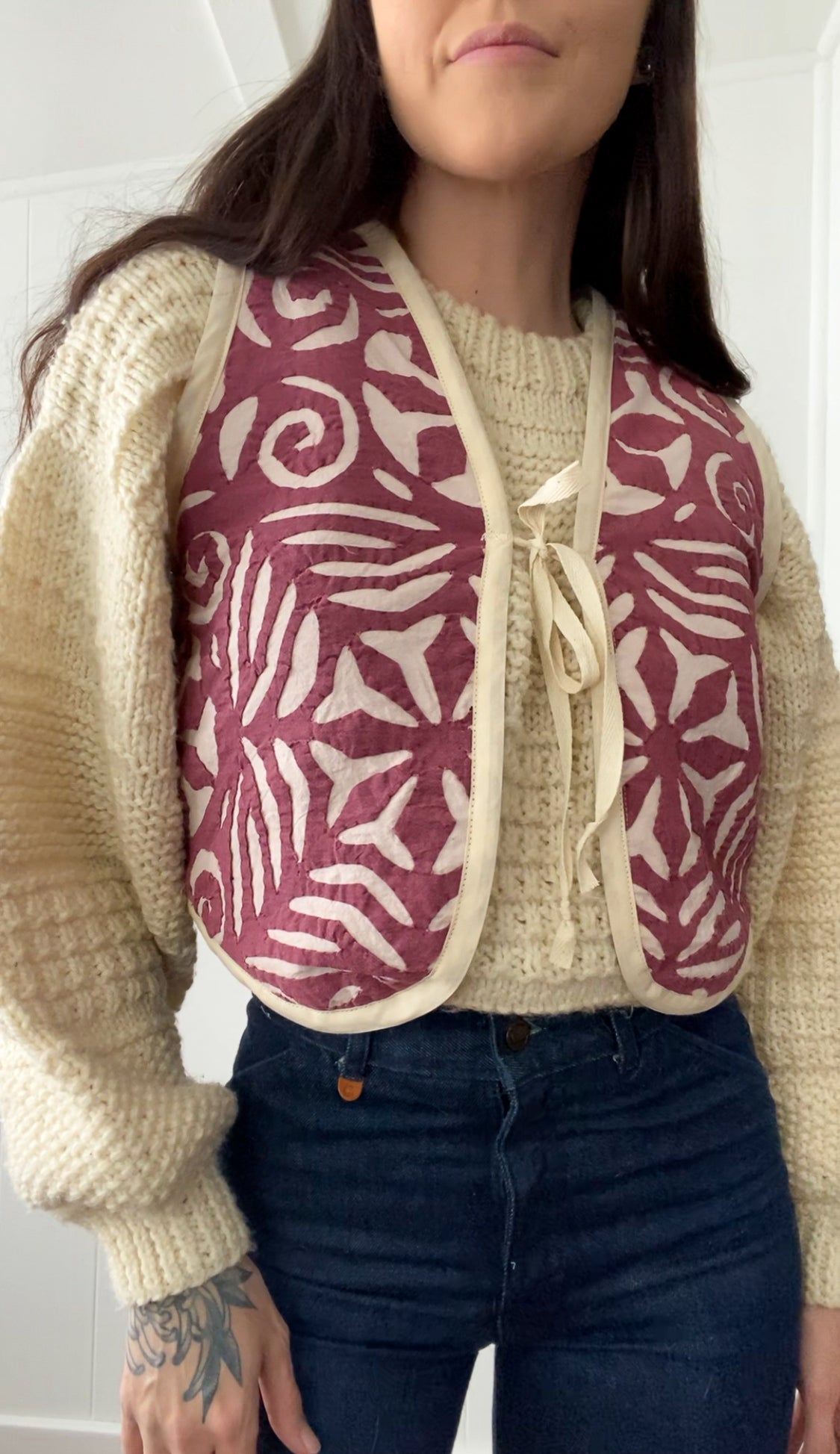 Upcycled Tie-Front Vest