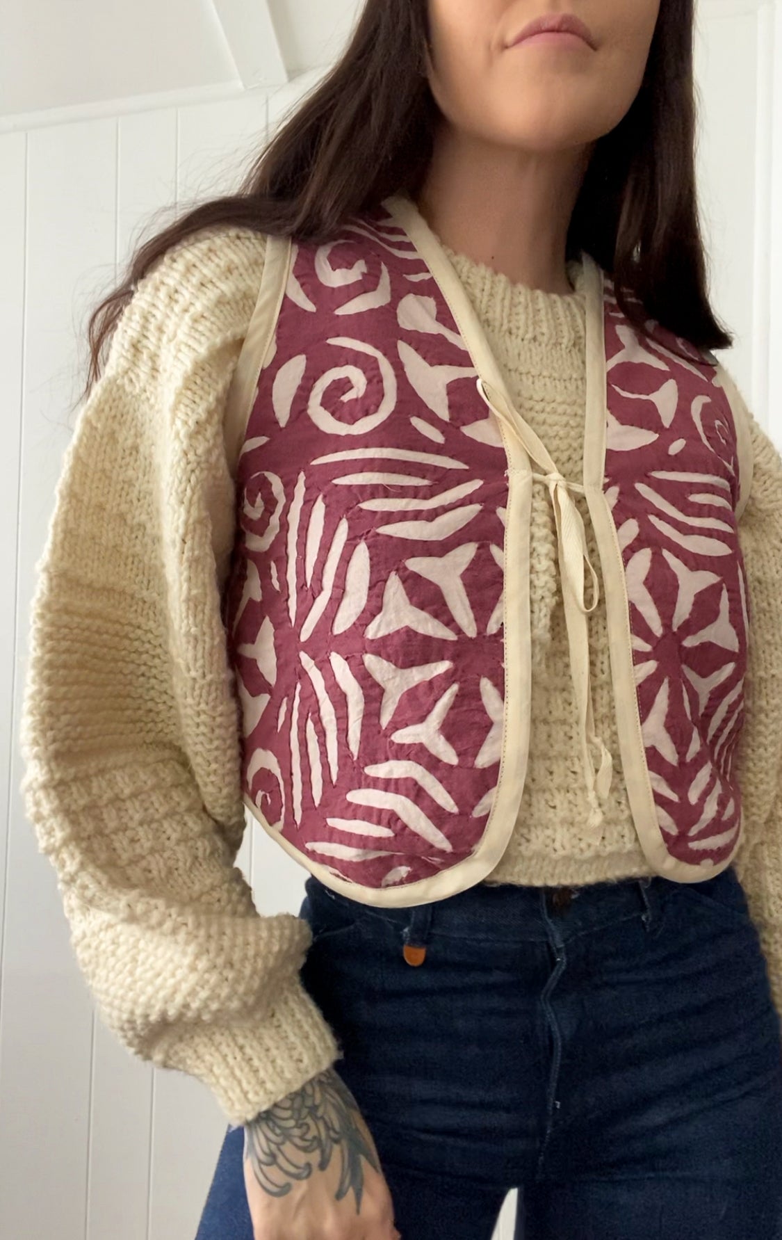 Upcycled Tie-Front Vest