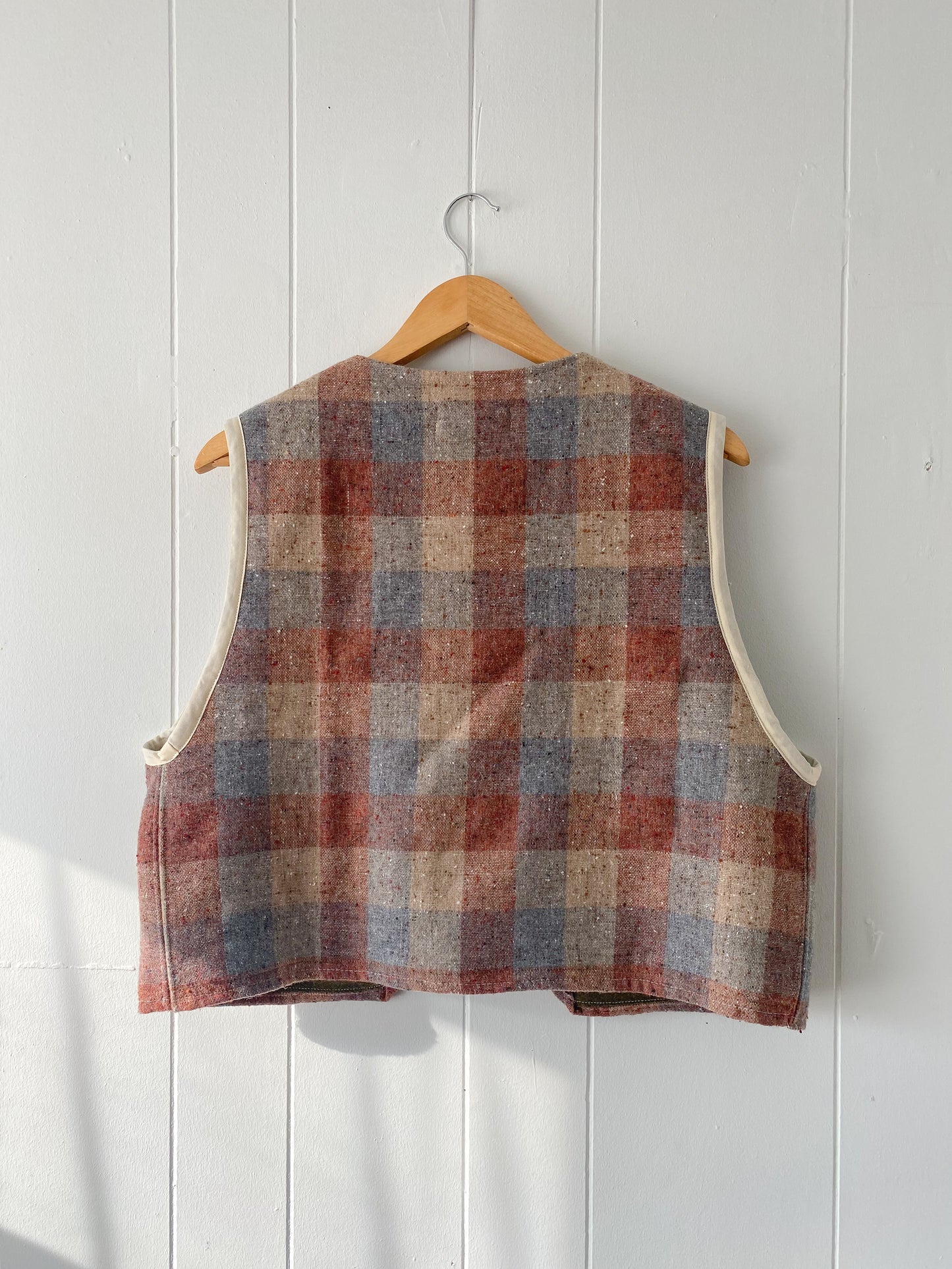 M-L Upcycled Checkered Tie-Front Vest