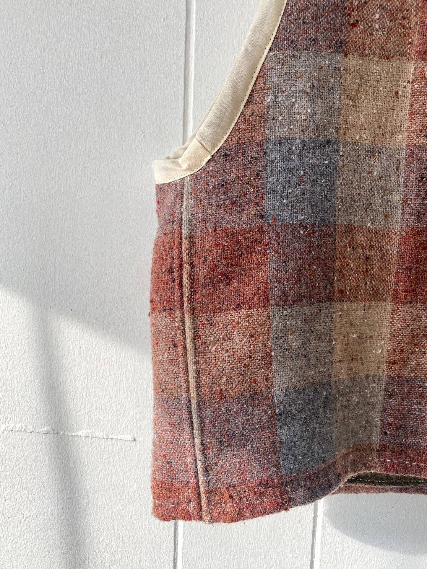M-L Upcycled Checkered Tie-Front Vest