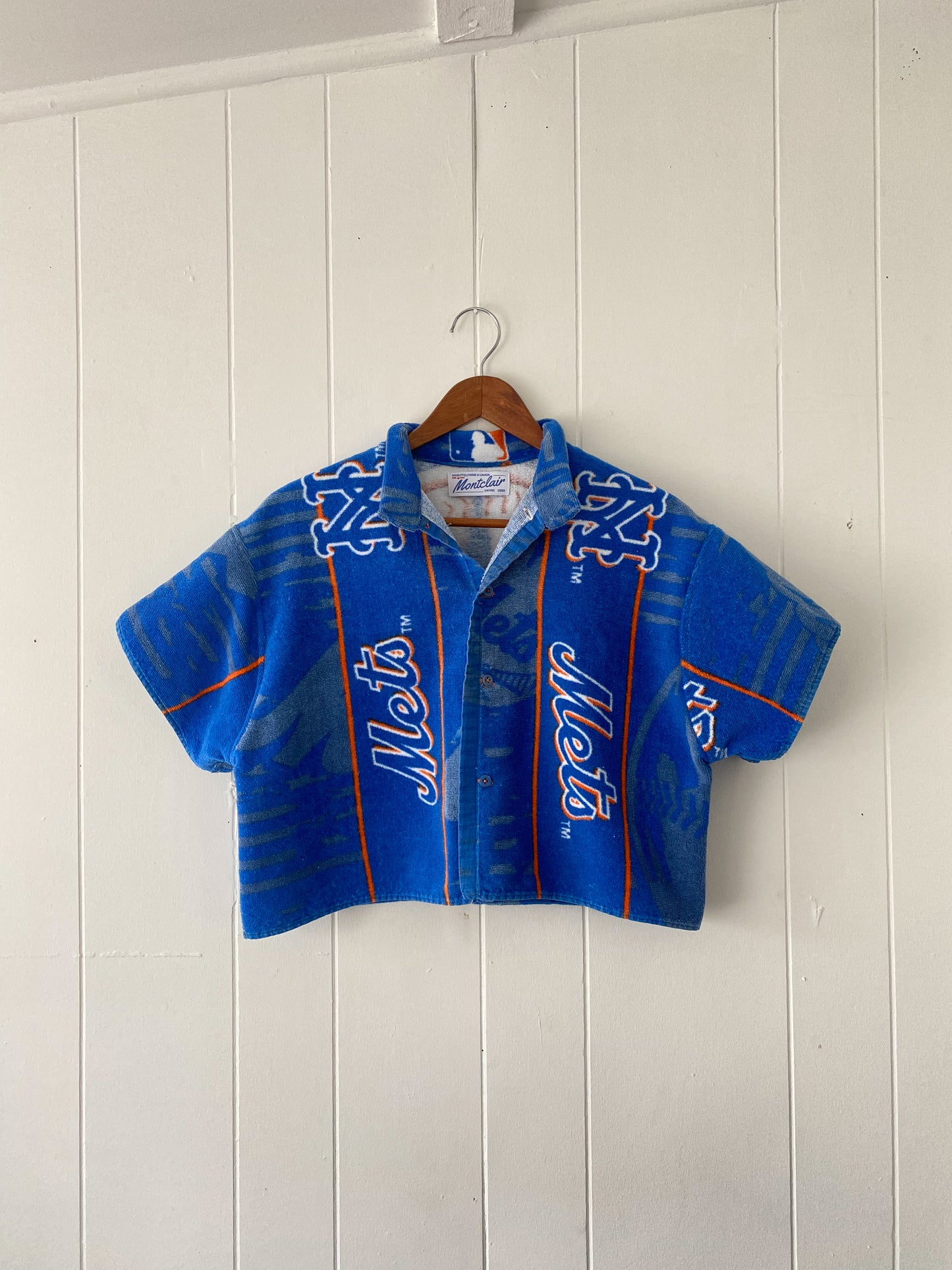Upcycled NY Mets Terrycloth Button Up
