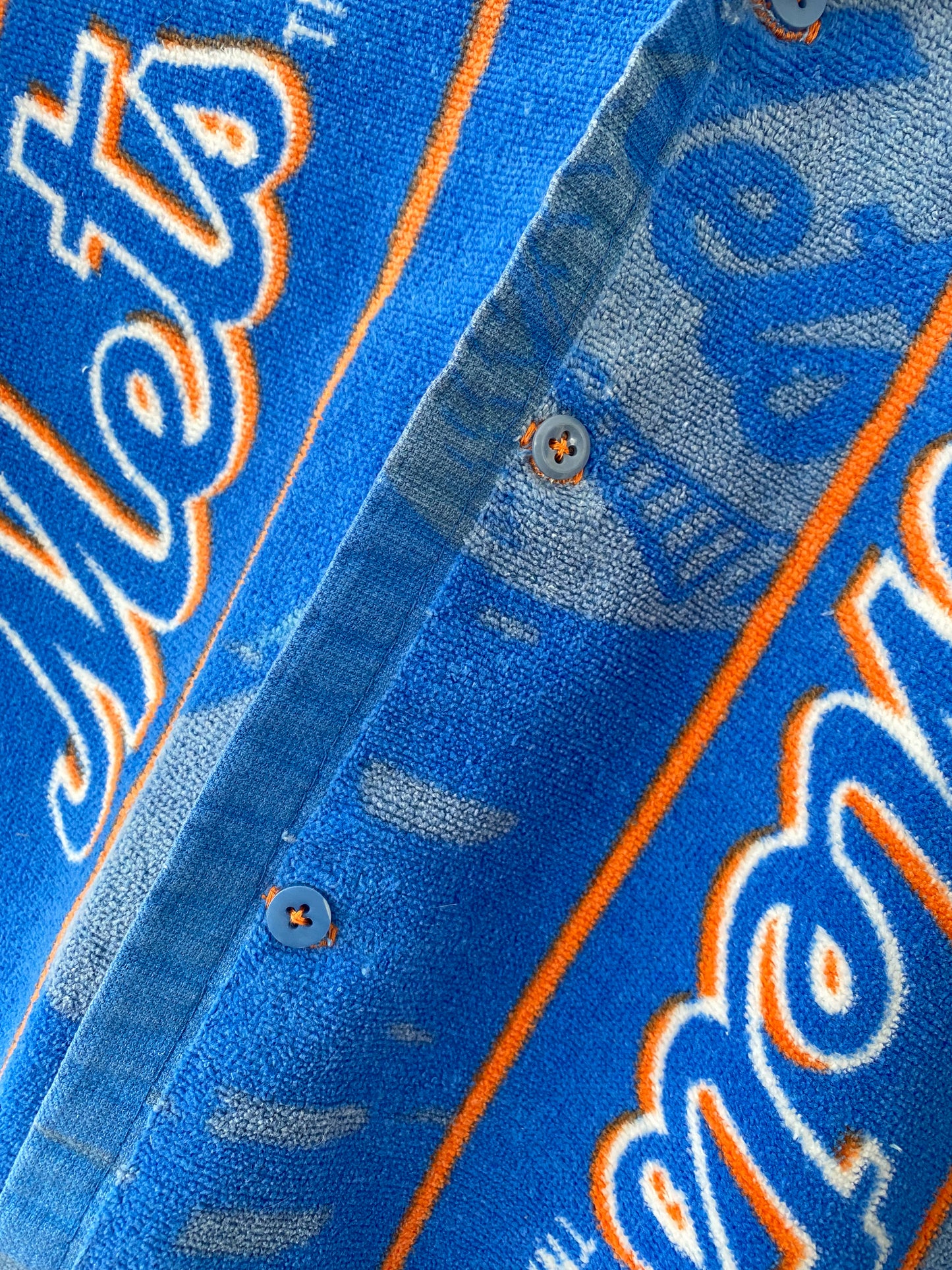 Upcycled NY Mets Terrycloth Button Up