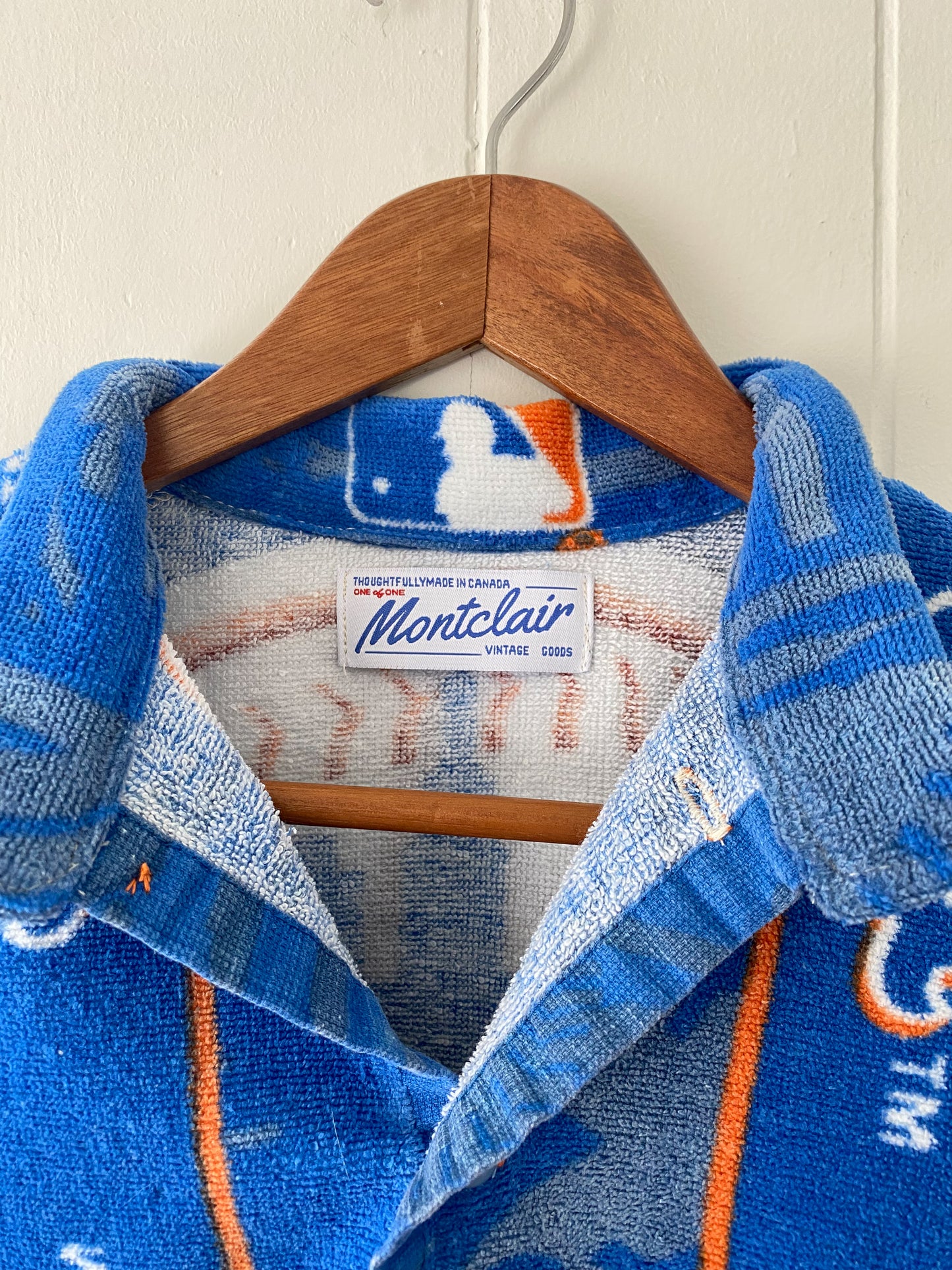 Upcycled NY Mets Terrycloth Button Up