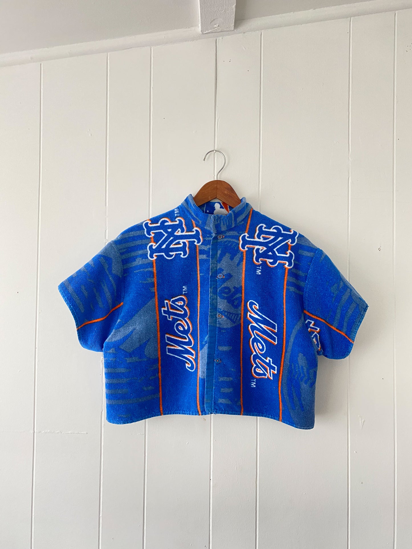 Upcycled NY Mets Terrycloth Button Up