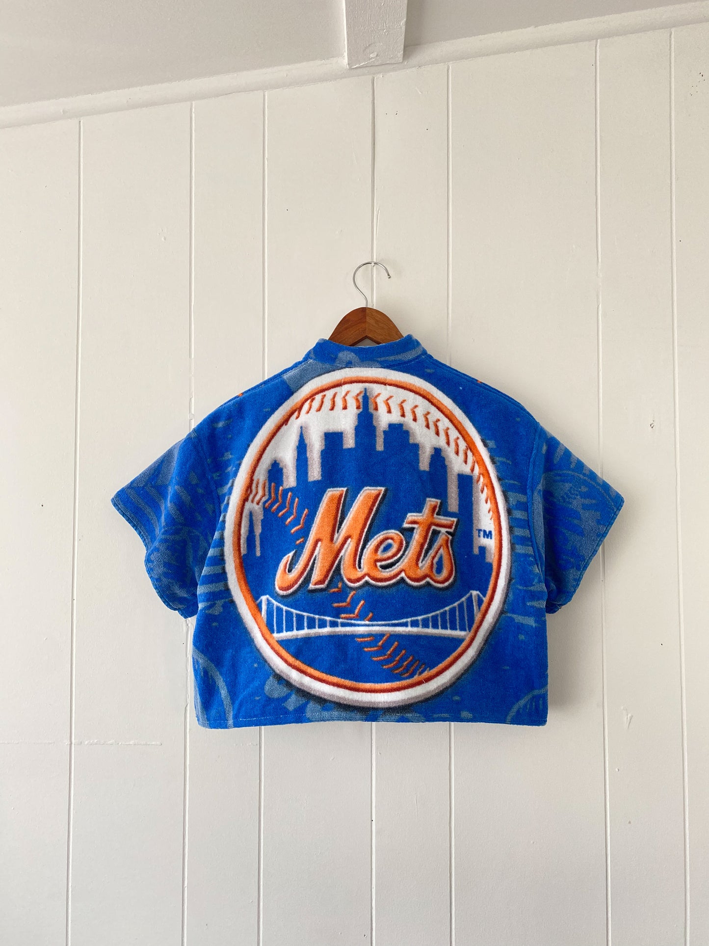 Upcycled NY Mets Terrycloth Button Up