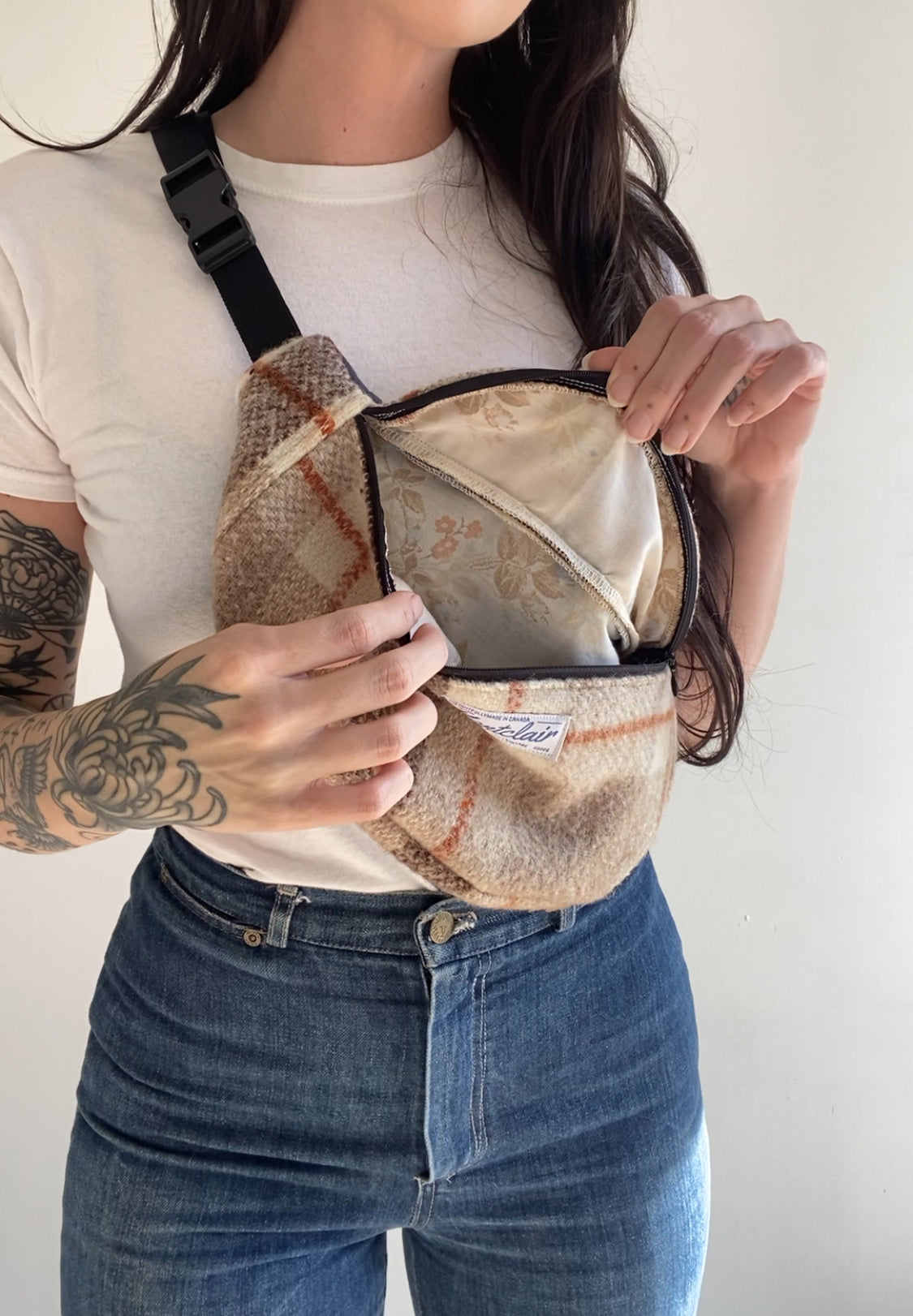 Upcycled Plaid Fanny Pack