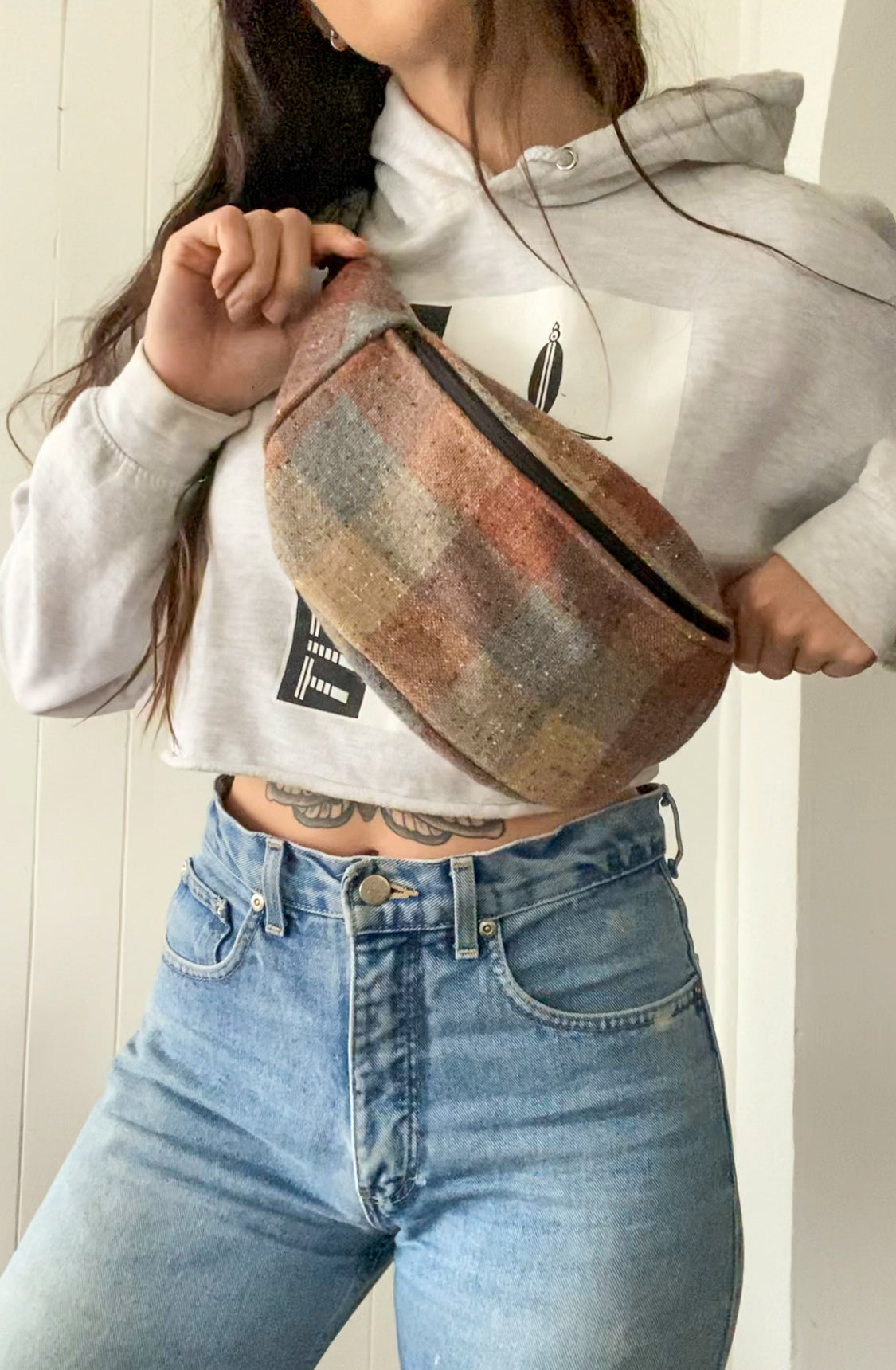 Upycled Vintage Checkered Fanny Pack
