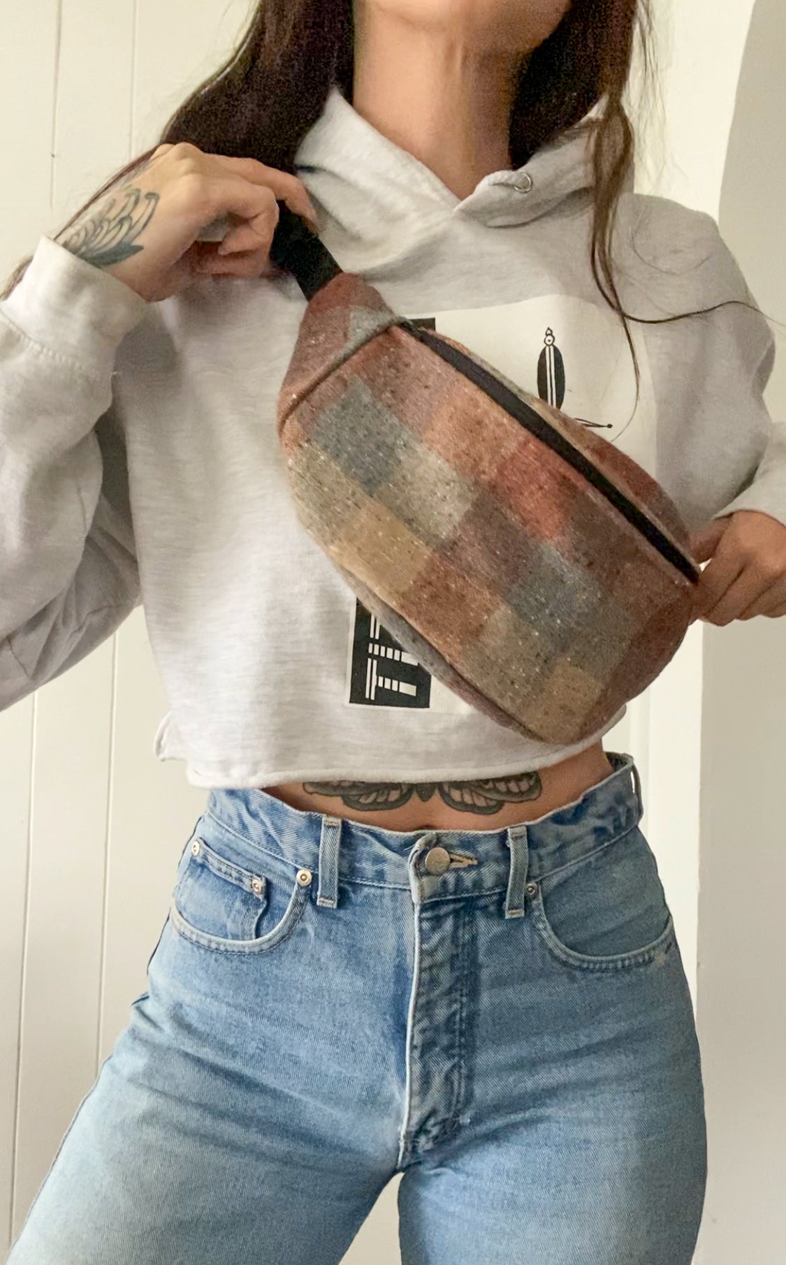 Upycled Vintage Checkered Fanny Pack