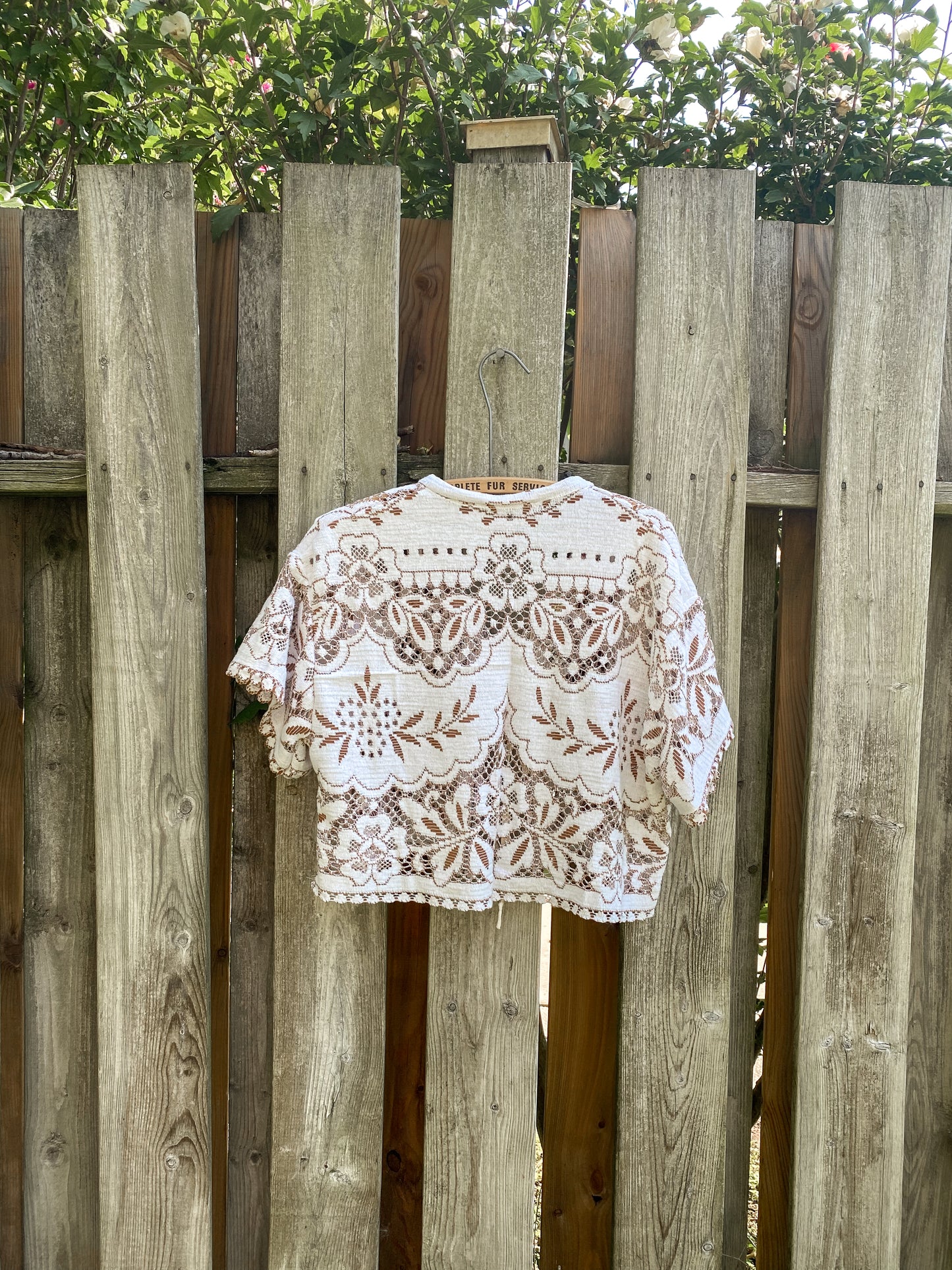 Upcycled Tie Front Lace Blouse
