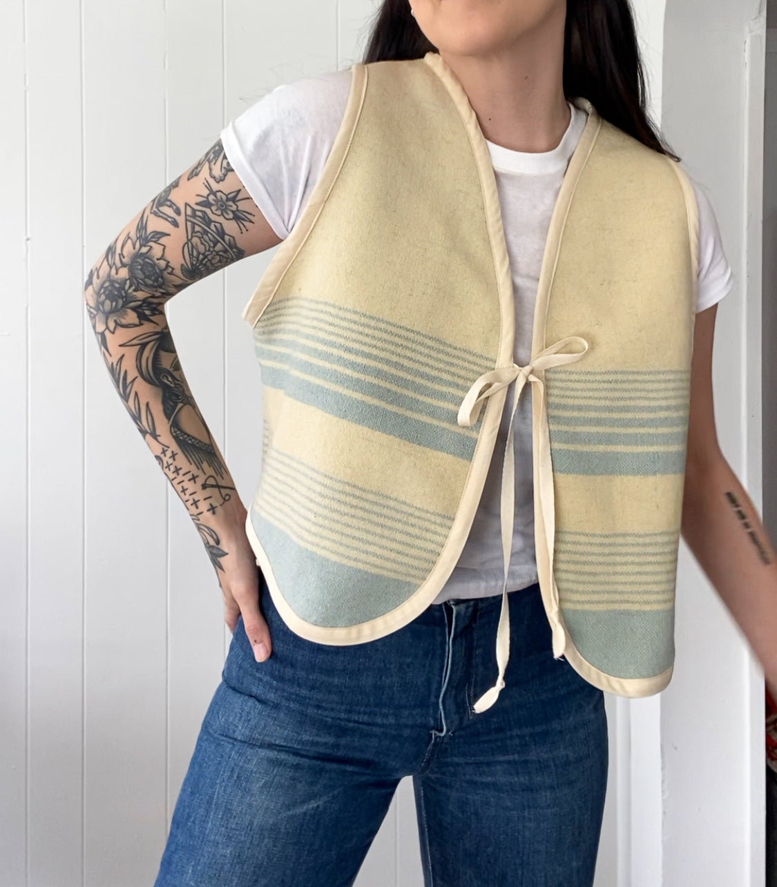Upcycled Tie-Front Vest