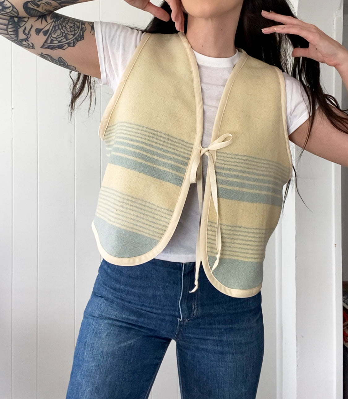 Upcycled Tie-Front Vest