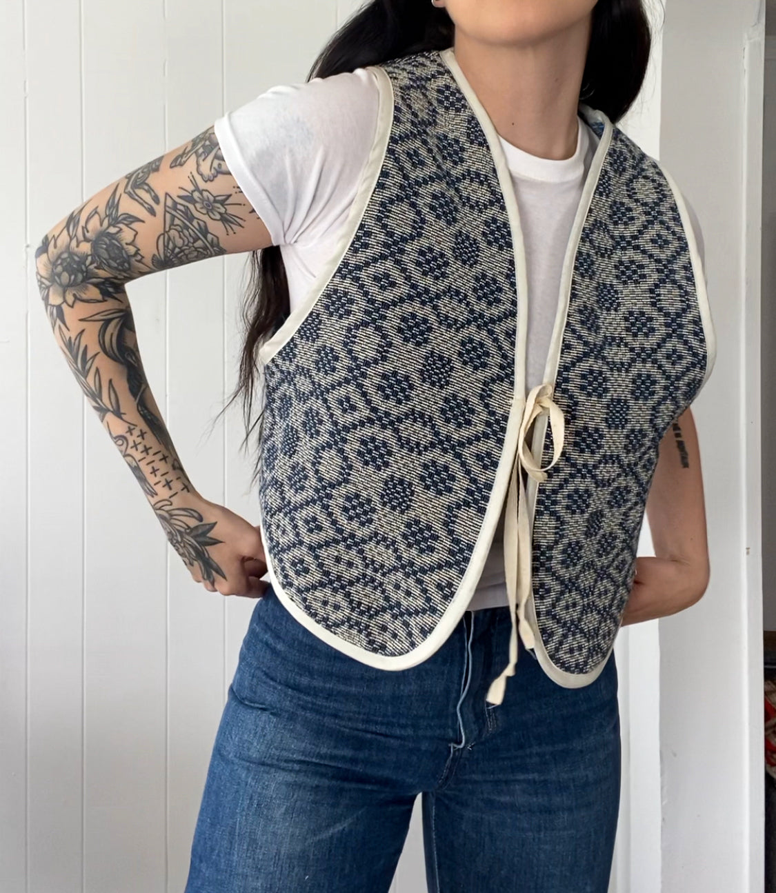 Upcycled Tie-Front Vest