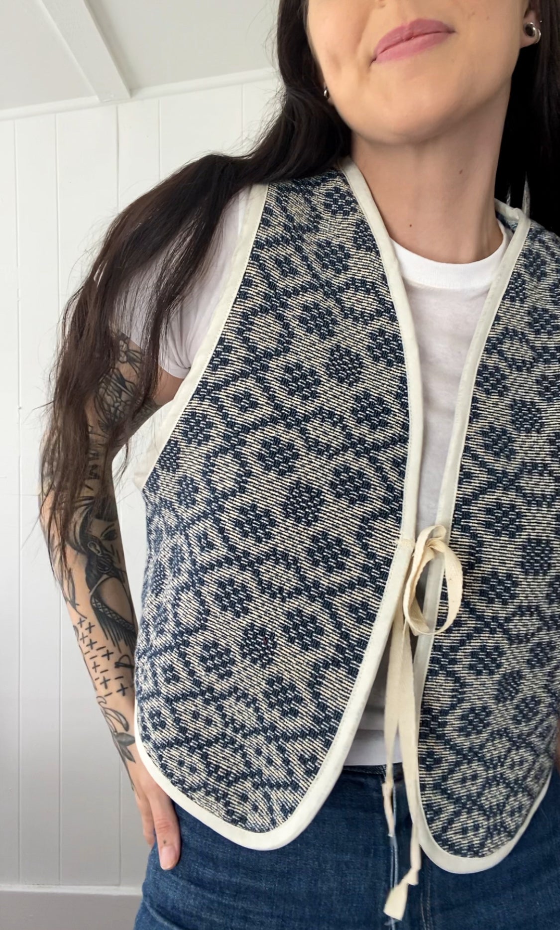 Upcycled Tie-Front Vest