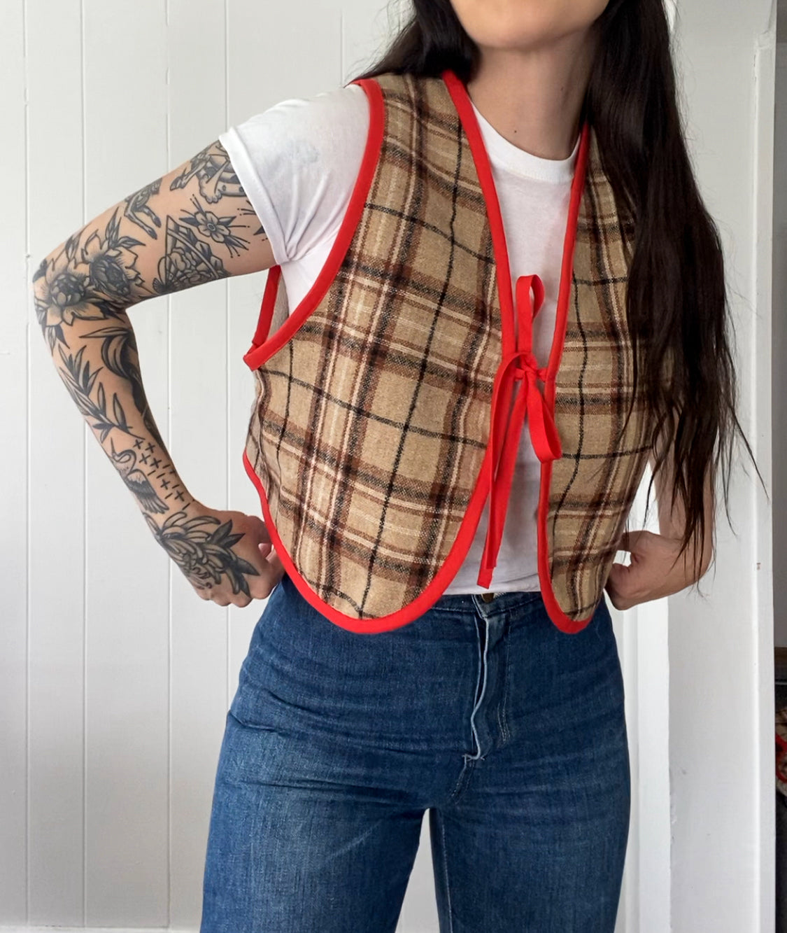 Upcycled Tie-Front Vest